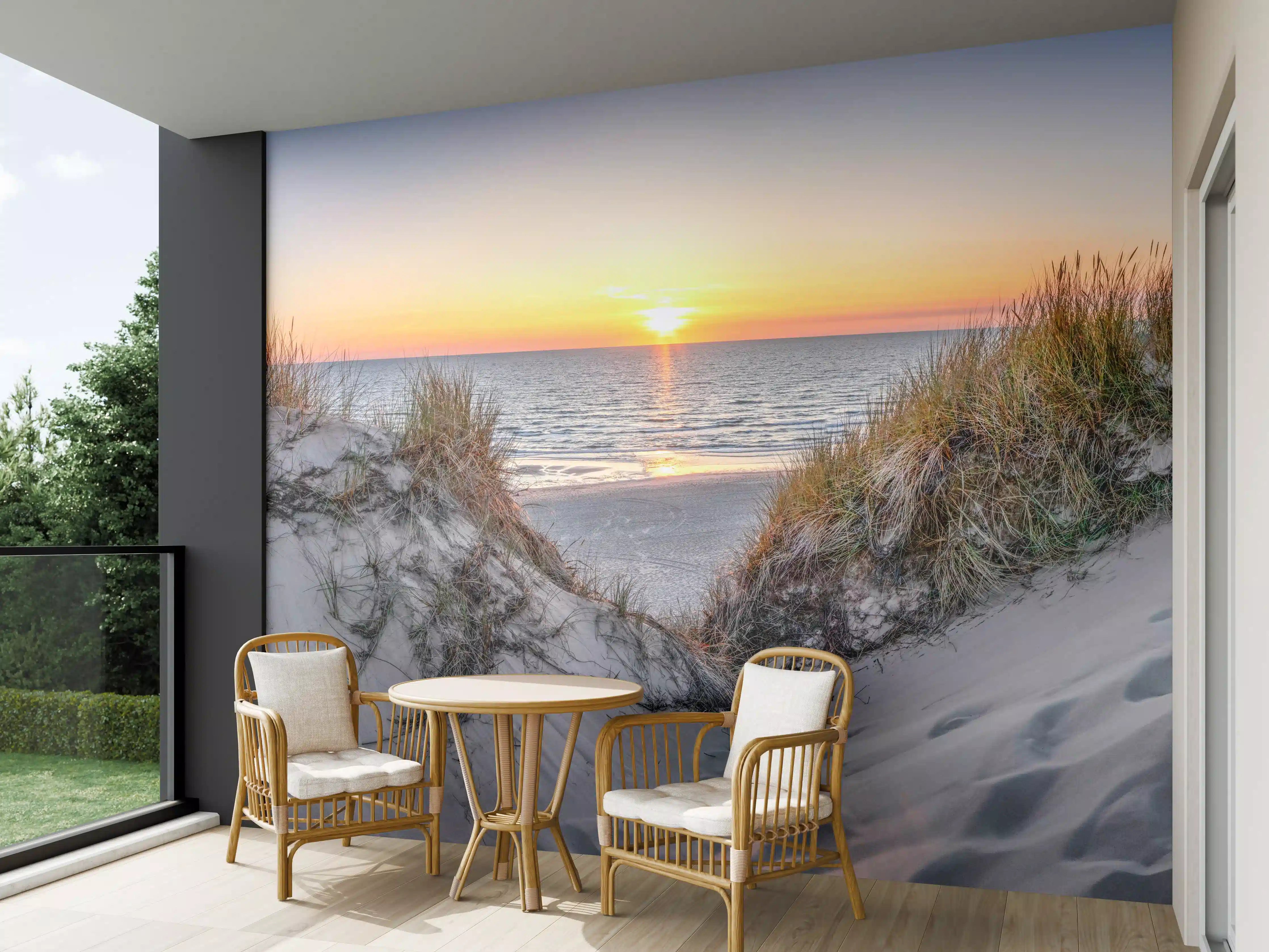 Wandverkleidung außen - Idyllischer Sonnenuntergang am Strand