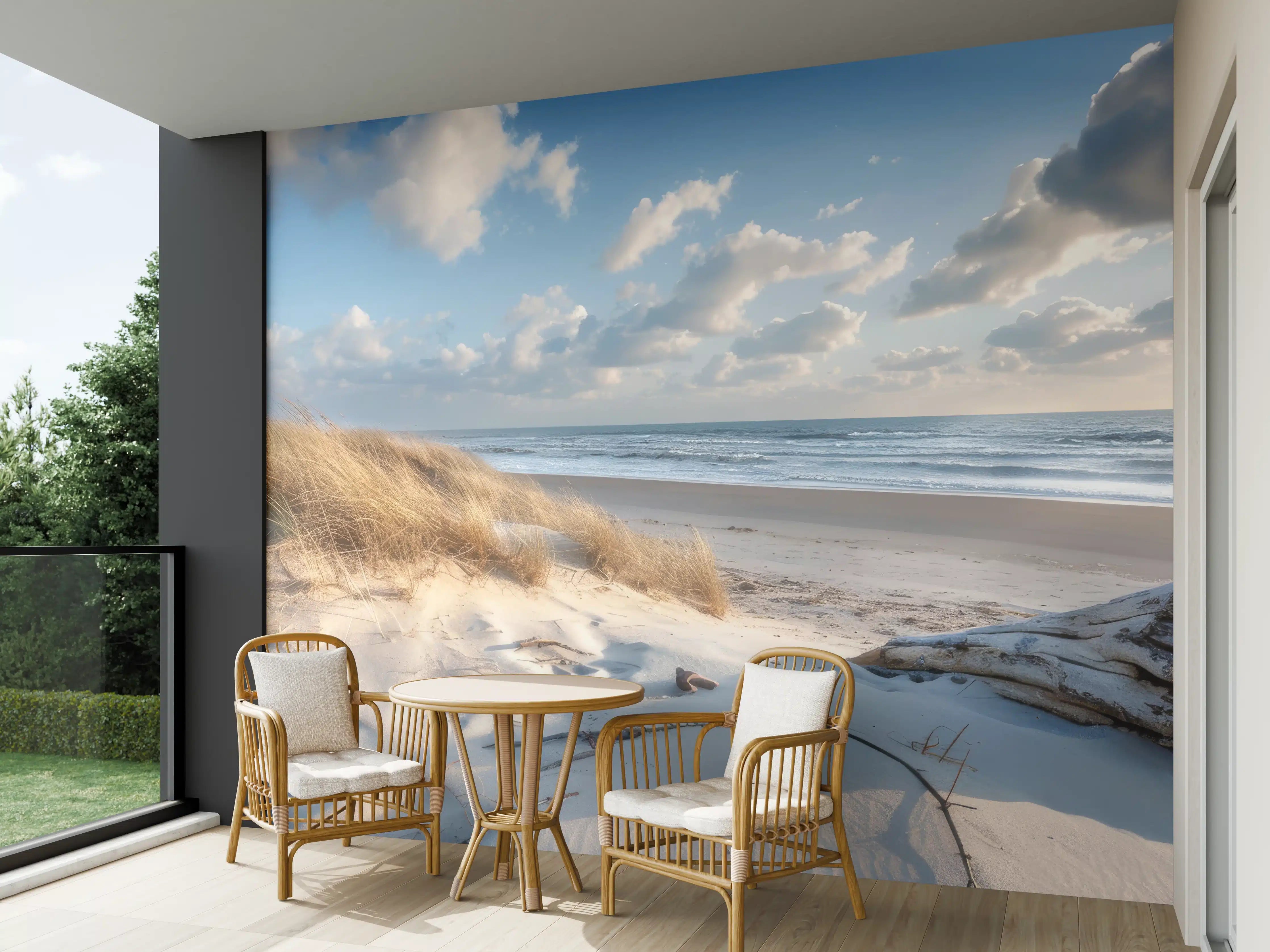 Wandverkleidung außen - Idyllischer Strand mit Grautönen