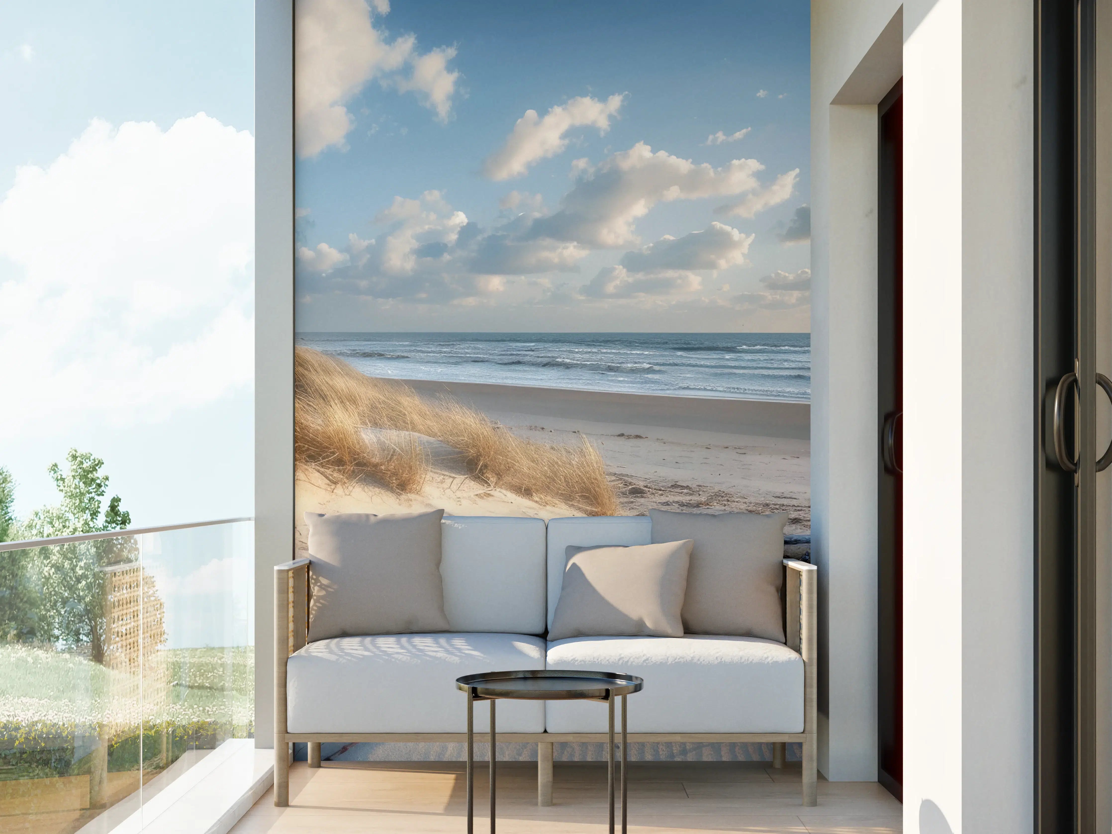 Wandverkleidung außen - Idyllischer Strand mit Grautönen