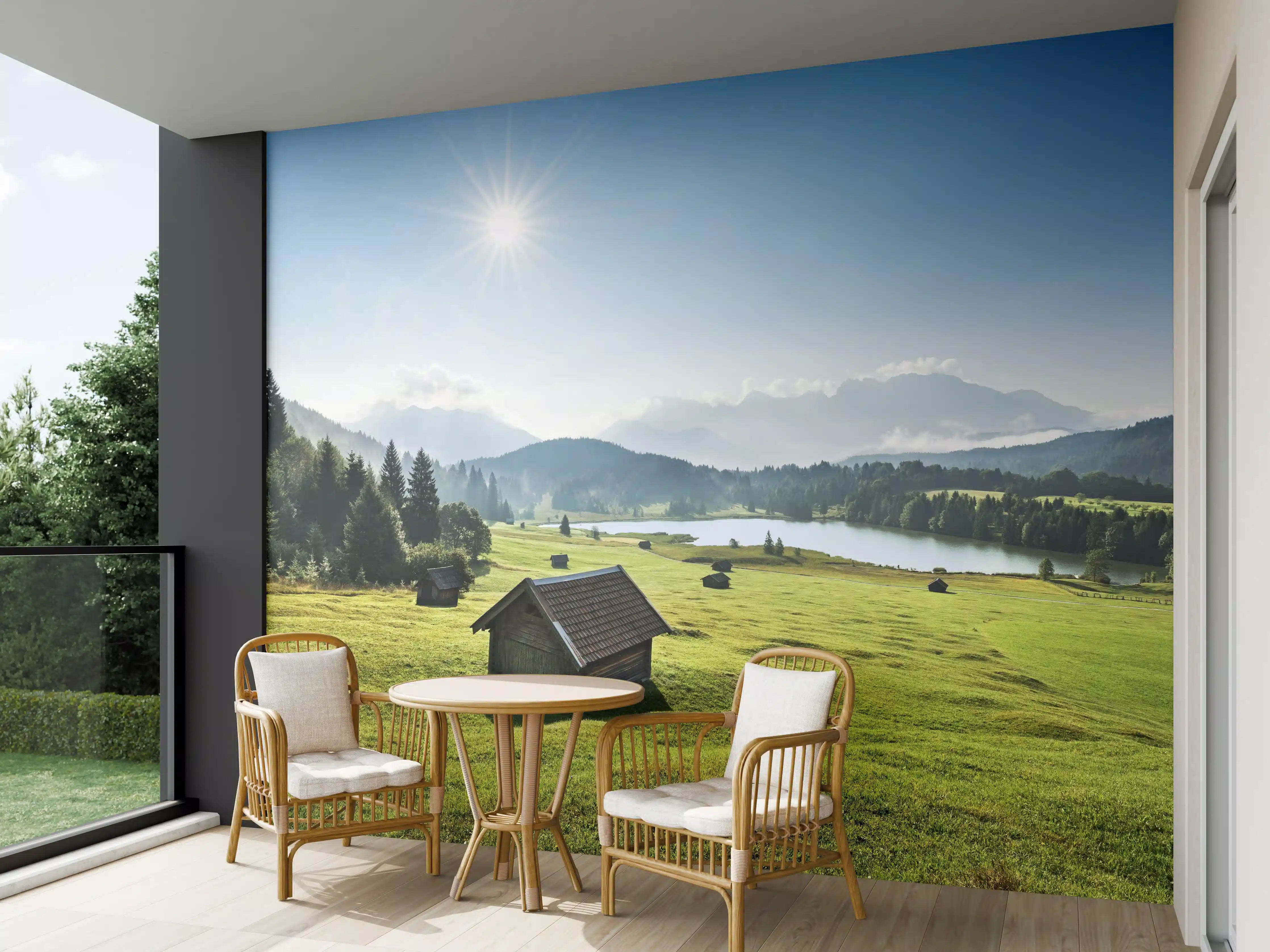 Wandverkleidung außen - Idyllisches Alpenpanorama mit See