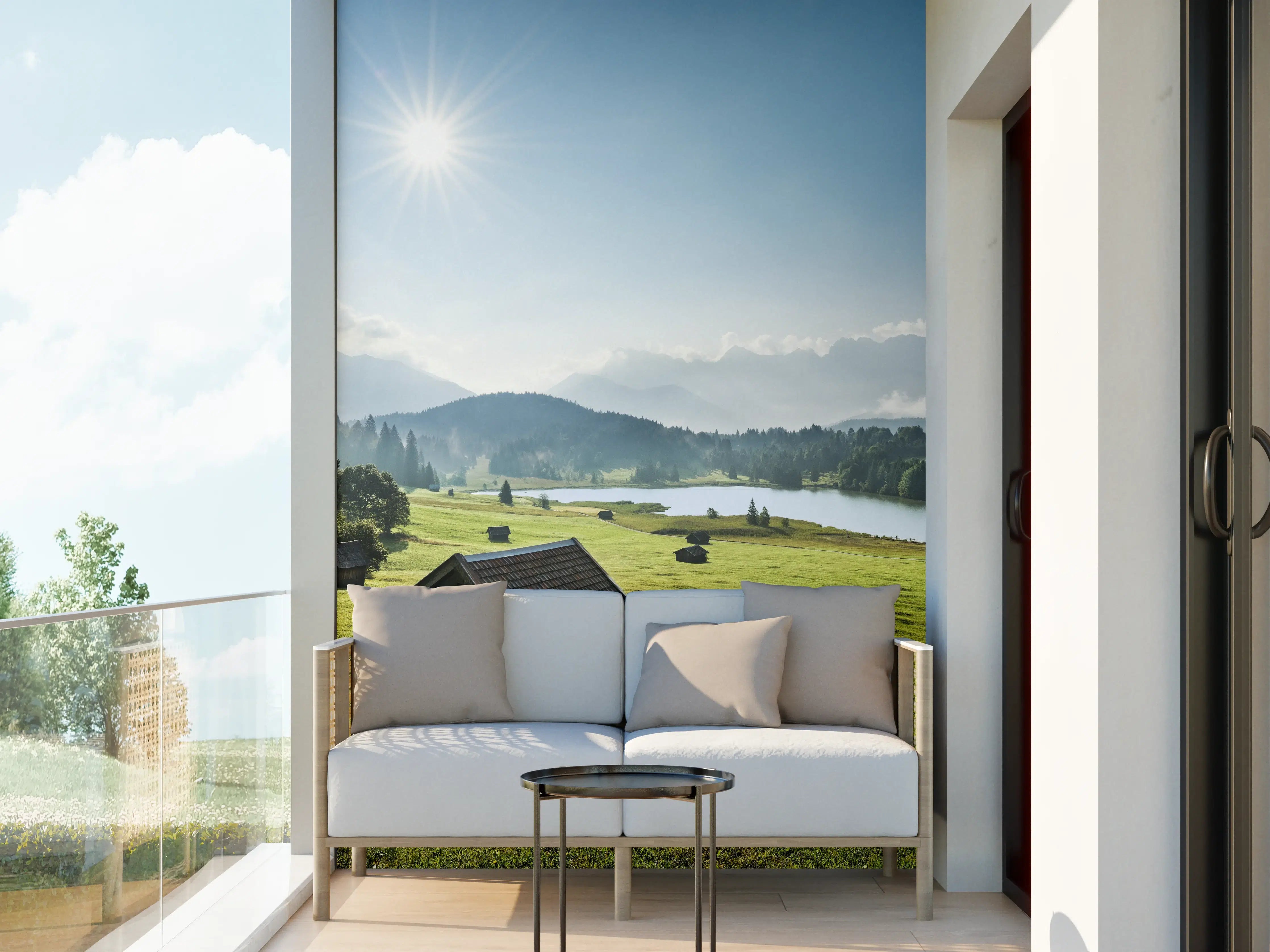 Wandverkleidung außen - Idyllisches Alpenpanorama mit See
