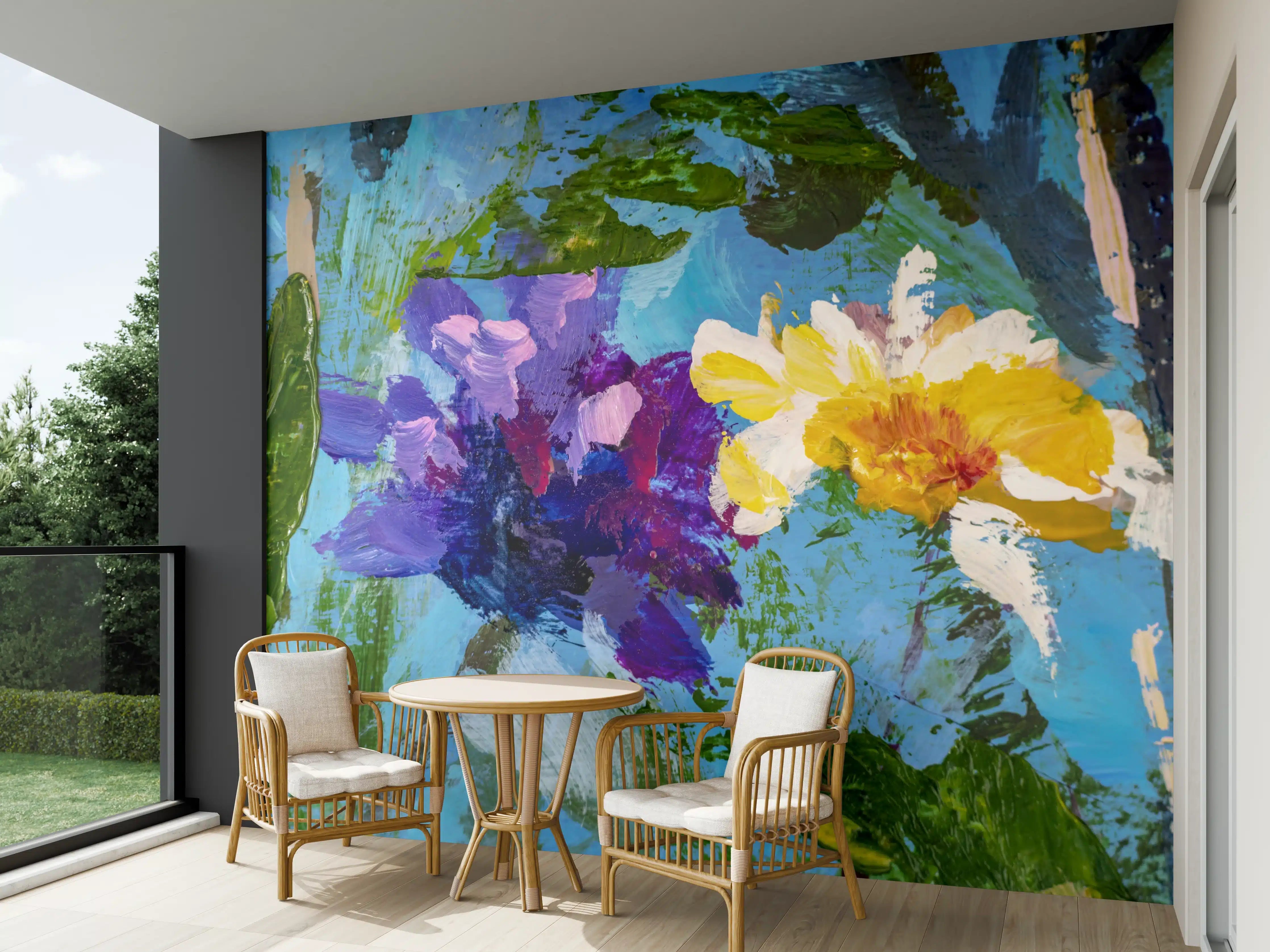 Wandverkleidung außen - Impressionistisches Blumen Gemälde