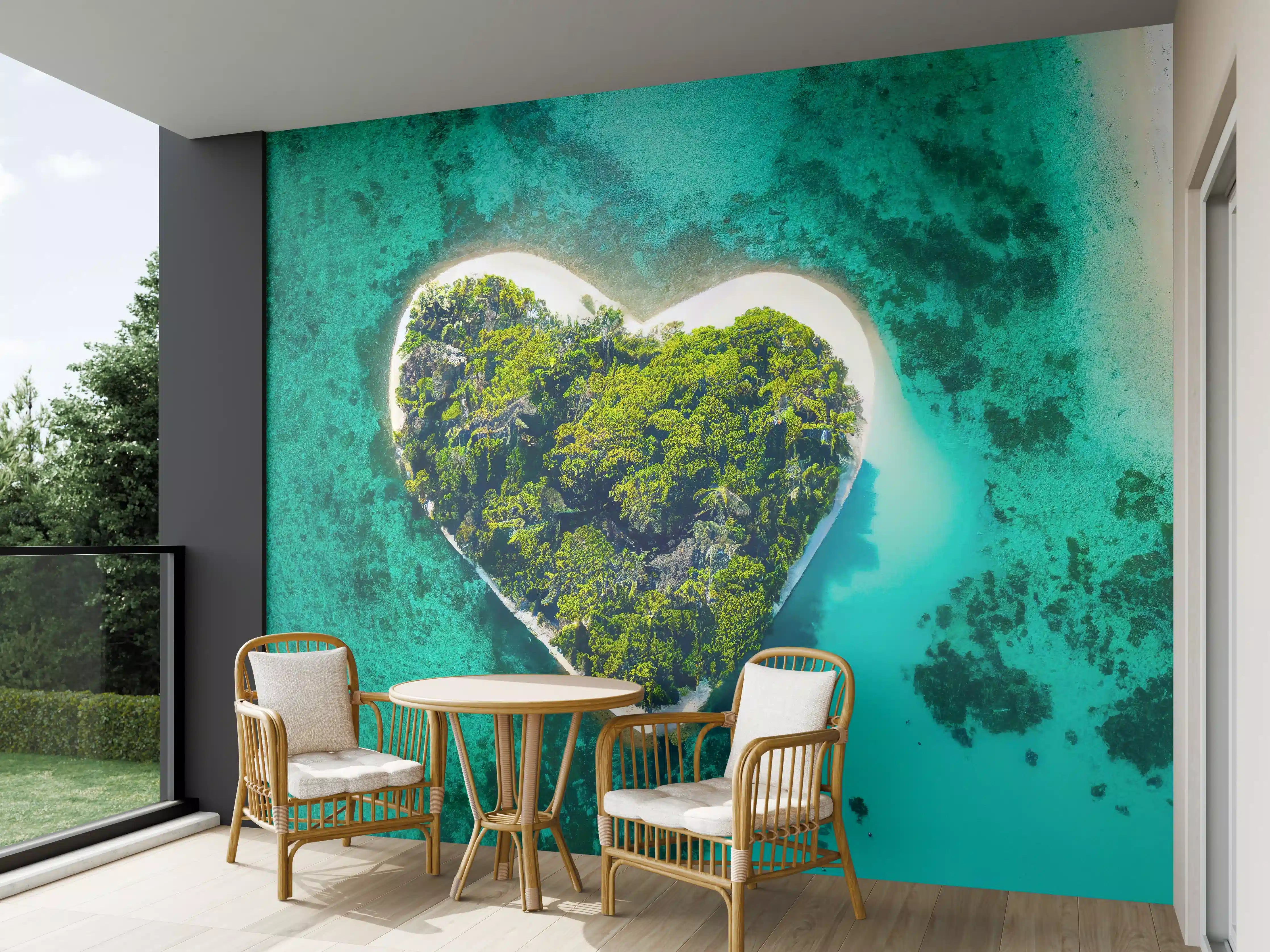 Wandverkleidung außen - Insel in Herzform