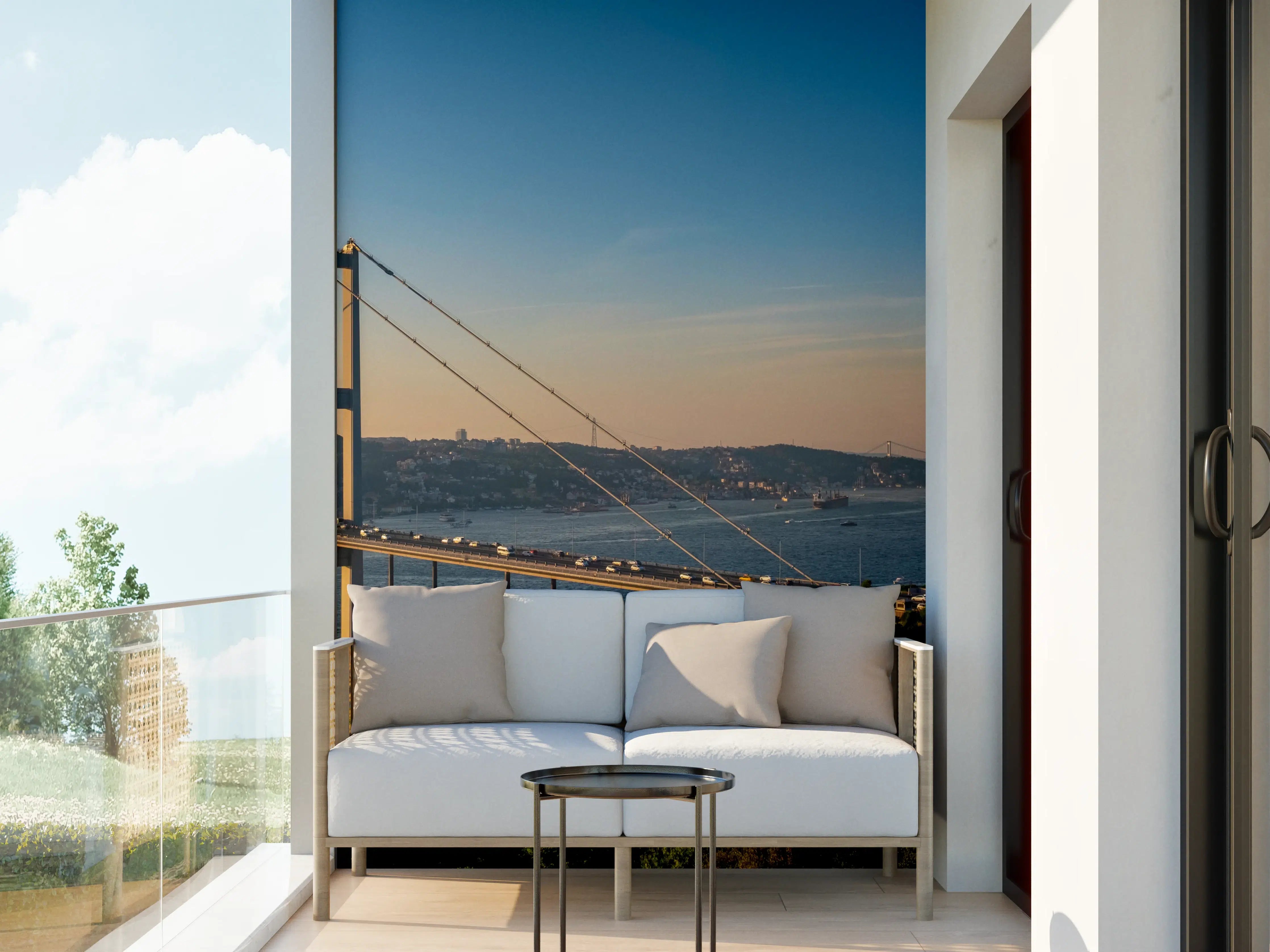 Wandverkleidung außen - Istanbul Bosporus Skyline Blau-Grün