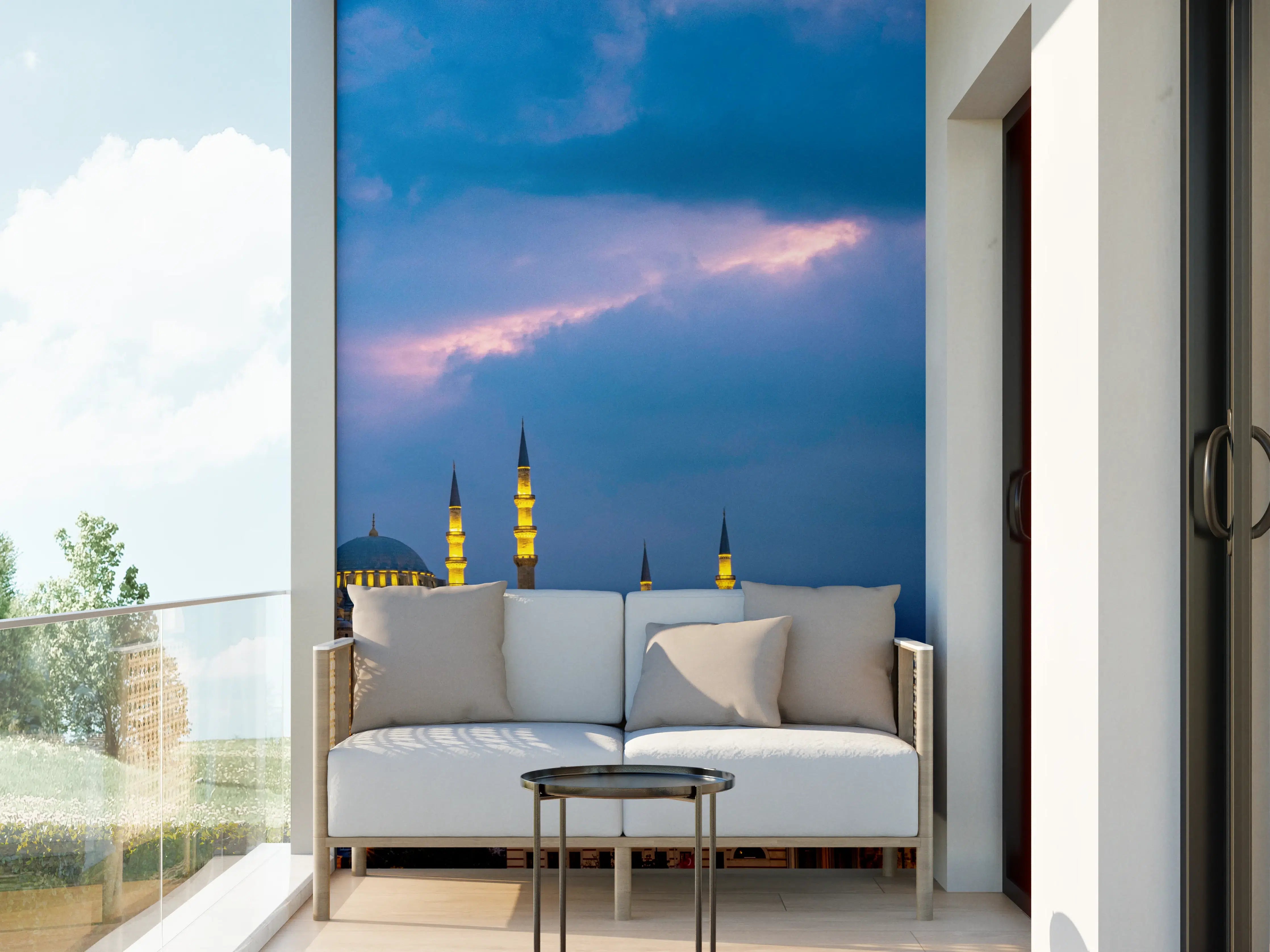 Wandverkleidung außen - Istanbul Skyline Blau-Gold