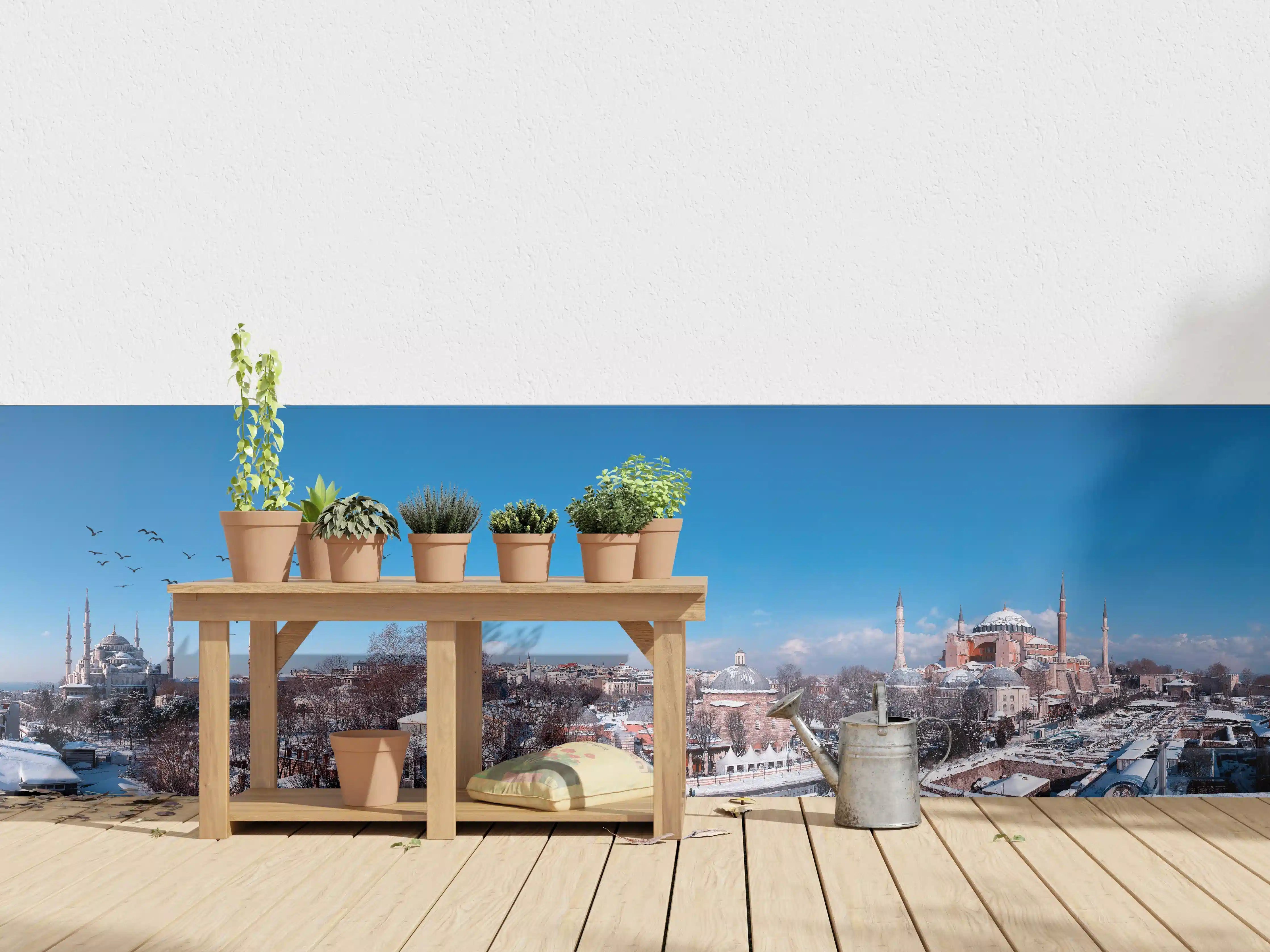 Wandverkleidung außen - Istanbul Skyline Blau-Weiß
