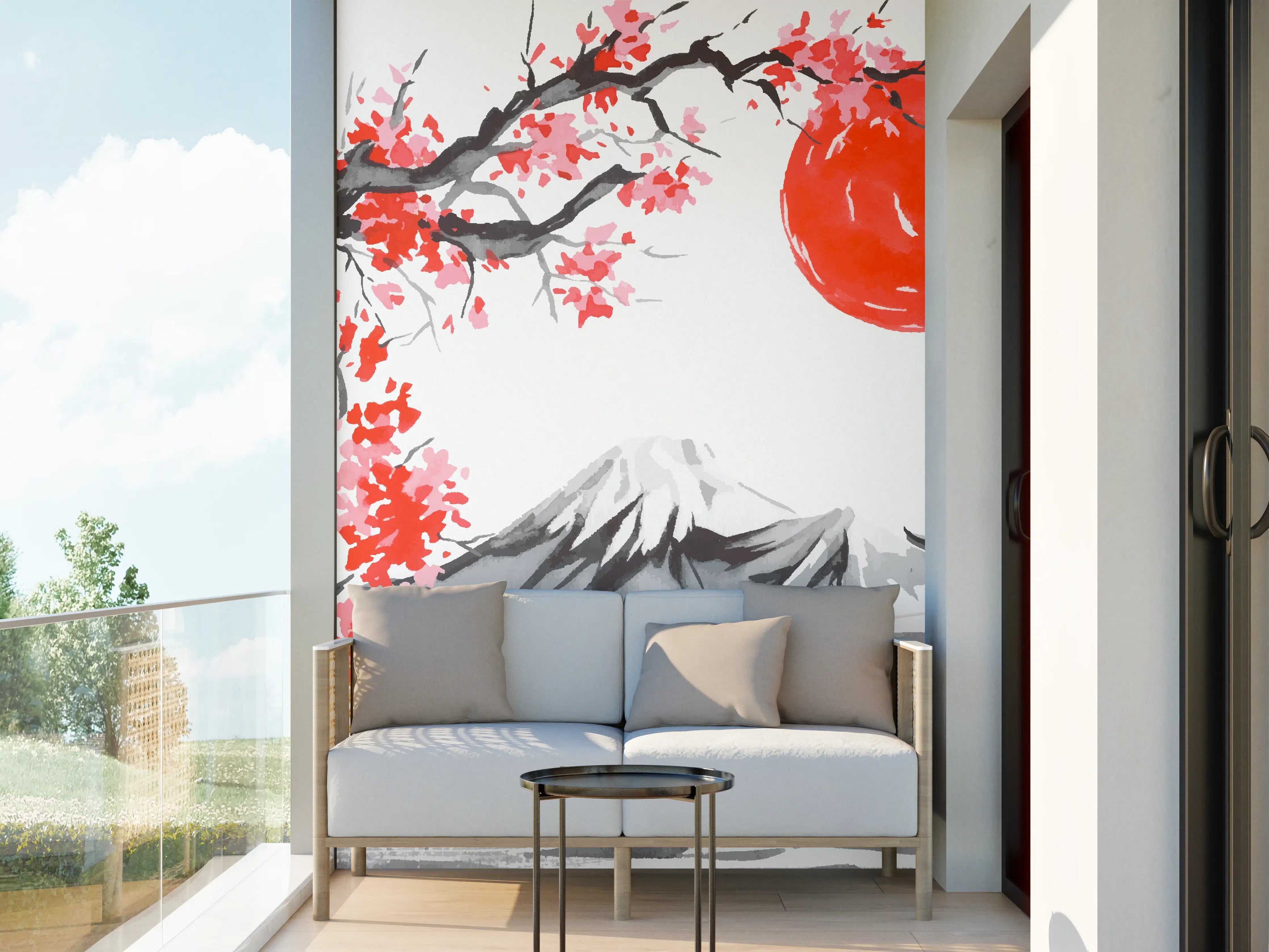 Wandverkleidung außen - Japanische Kirschblüte Aquarell