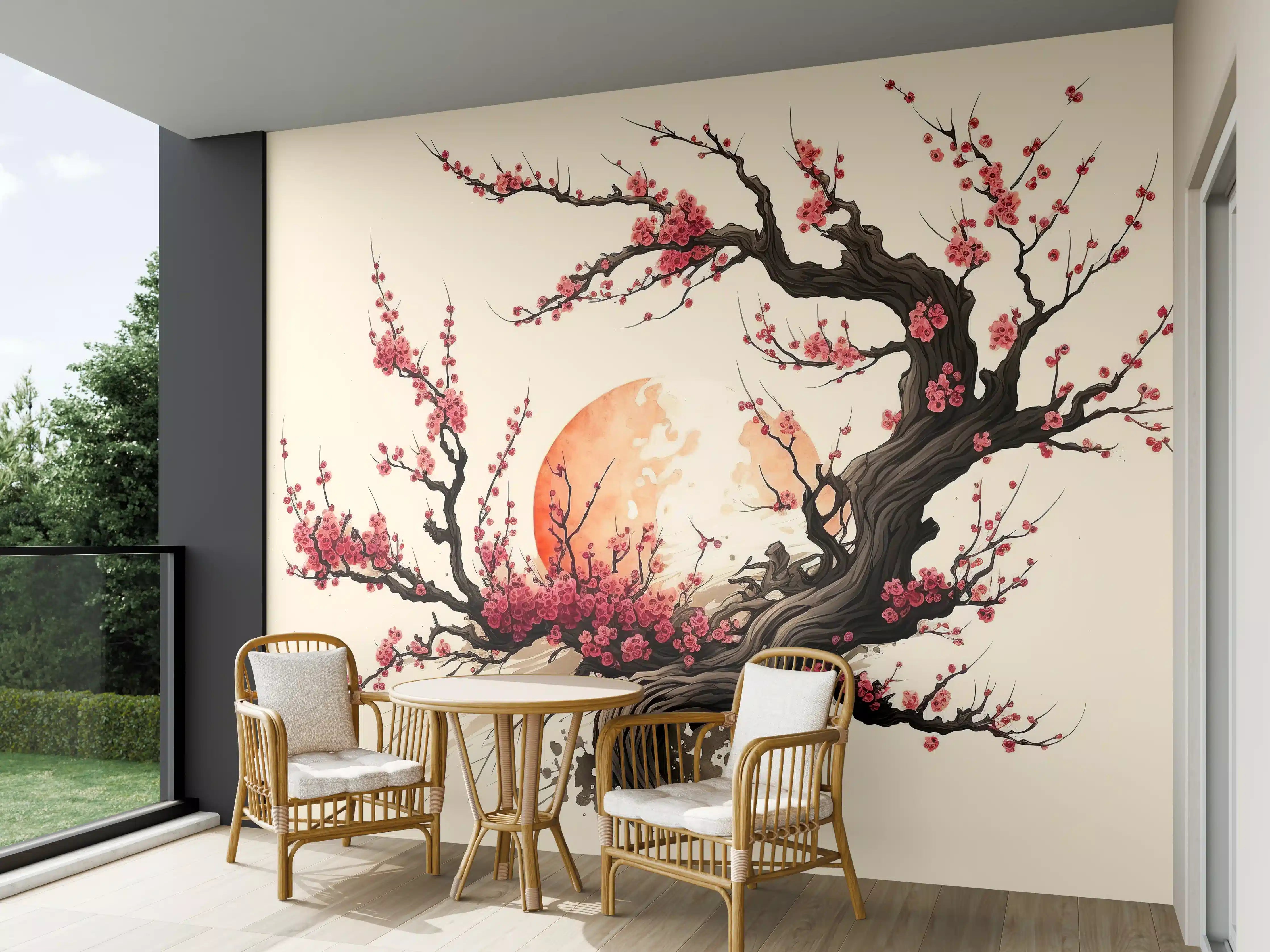 Wandverkleidung außen - Kirschblüte Sakura Aquarell