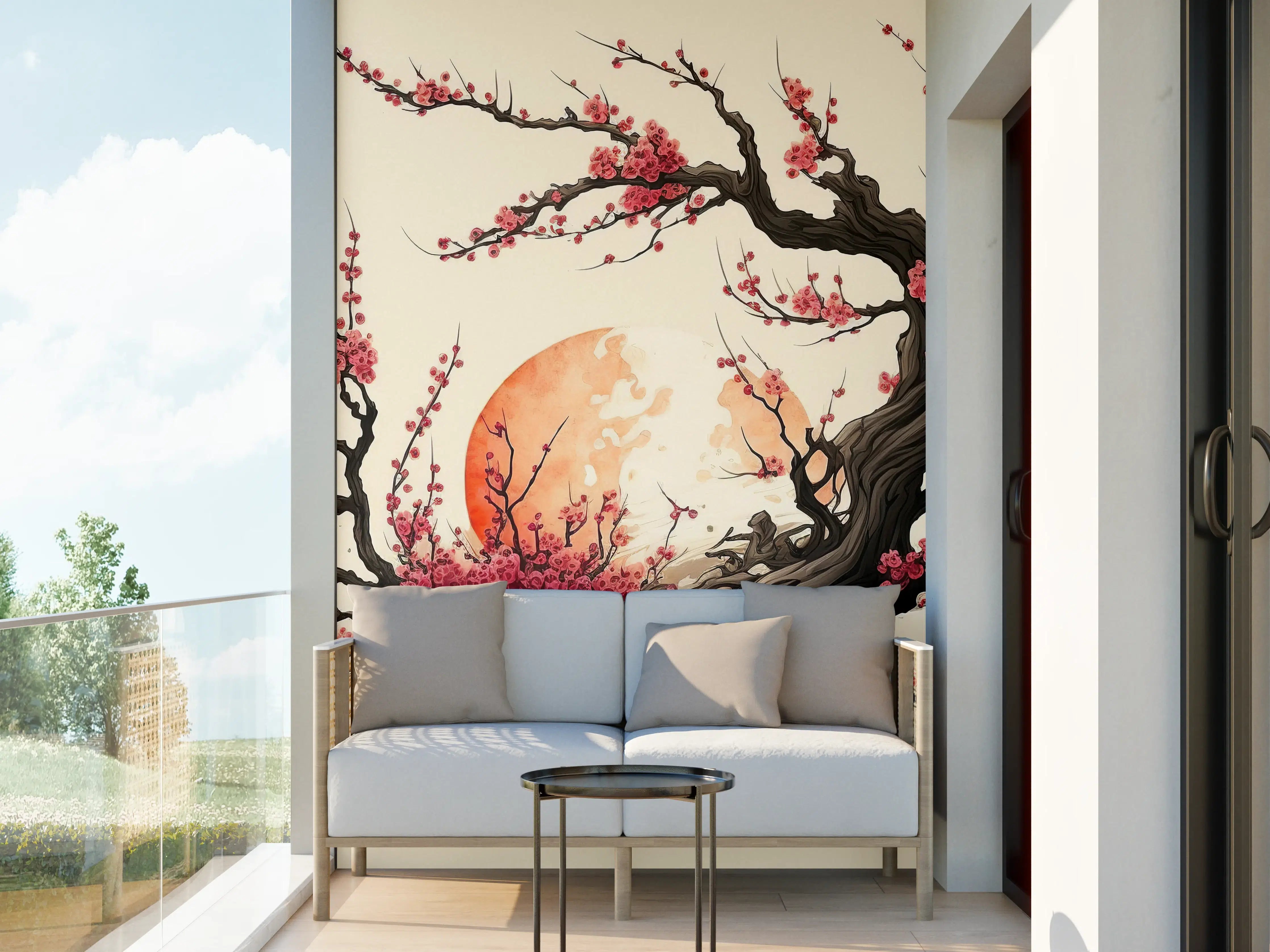 Wandverkleidung außen - Kirschblüte Sakura Aquarell
