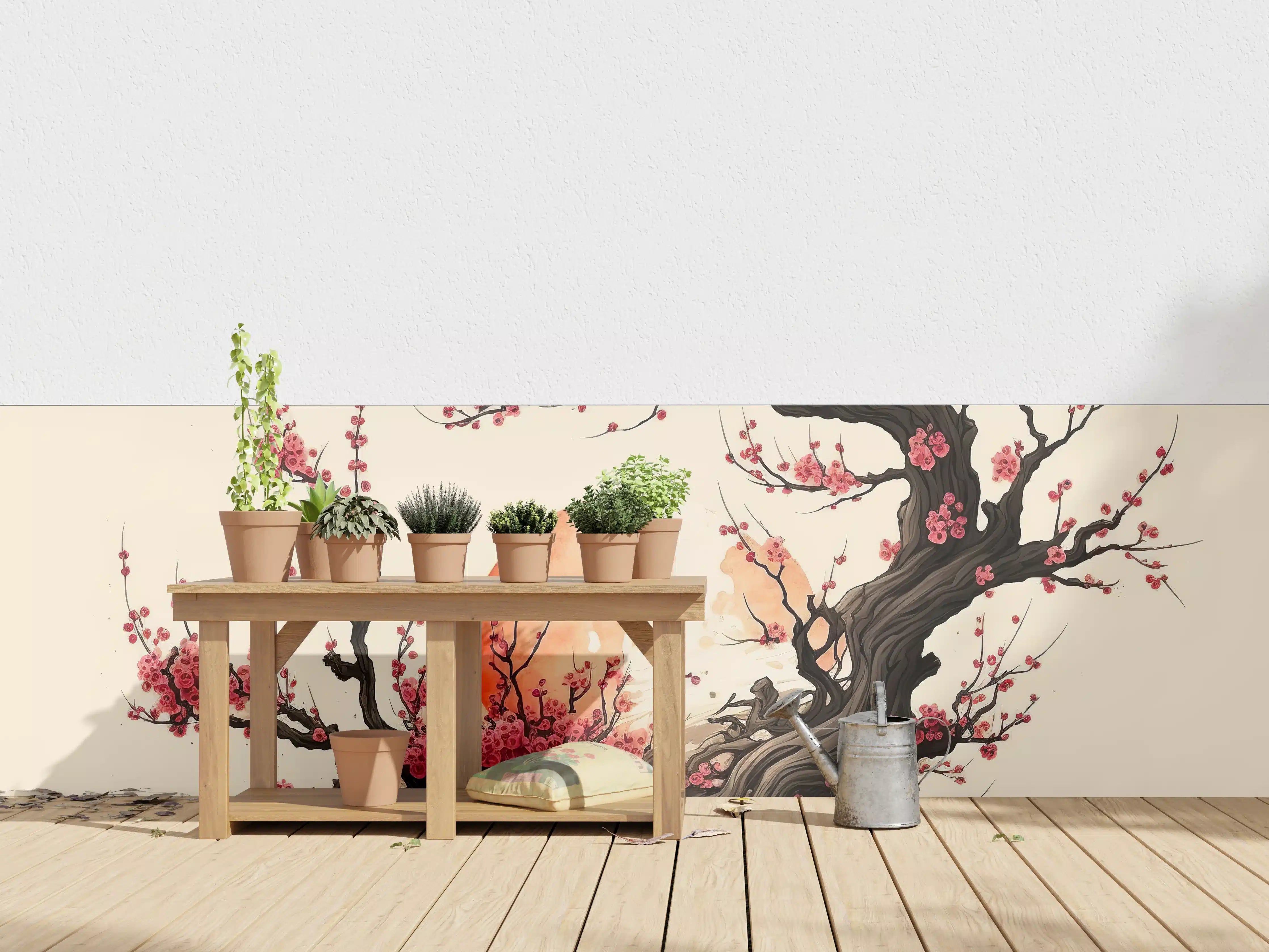 Wandverkleidung außen - Kirschblüte Sakura Aquarell