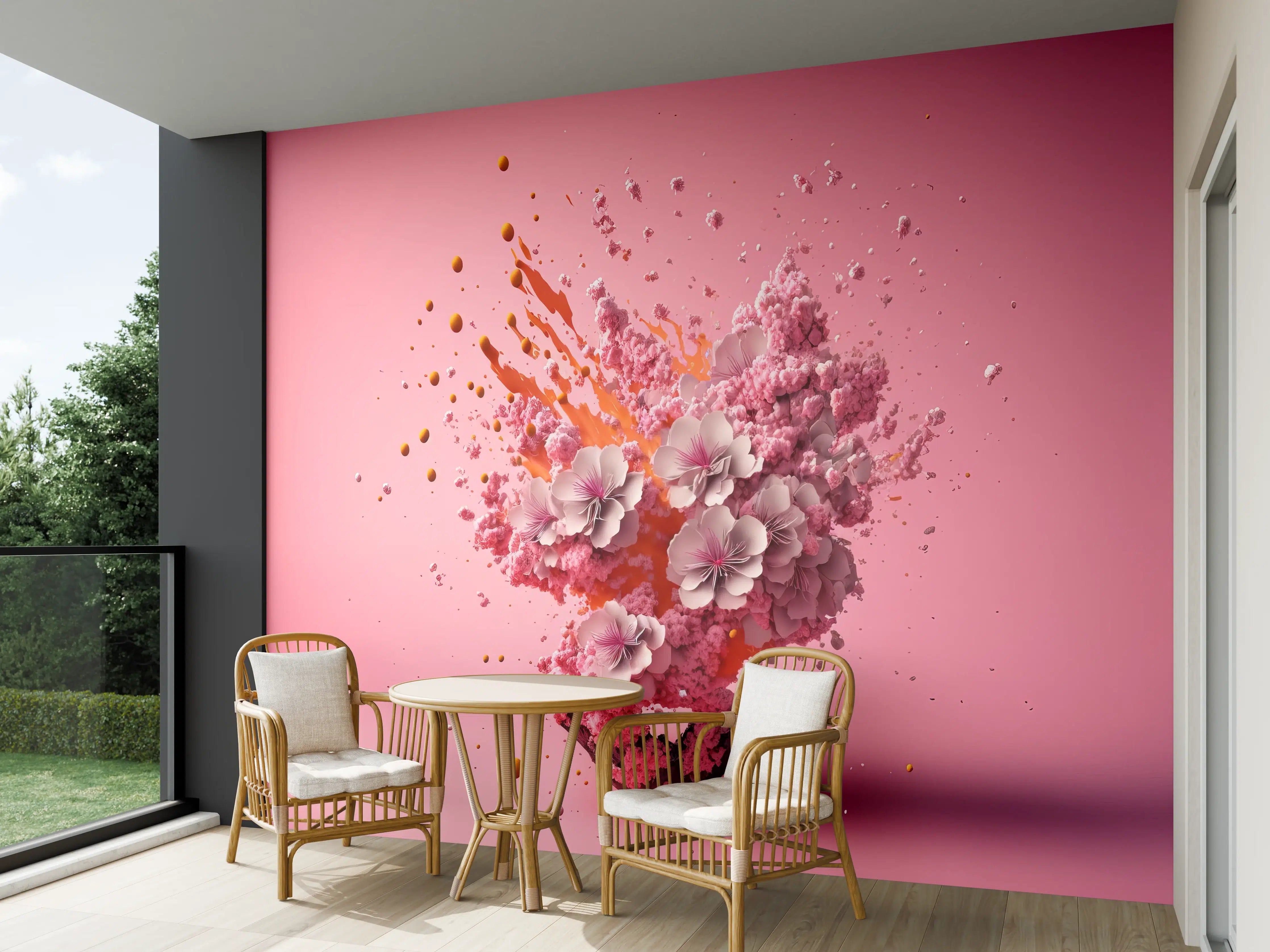 Wandverkleidung außen - Kirschblüten Explosion Pink