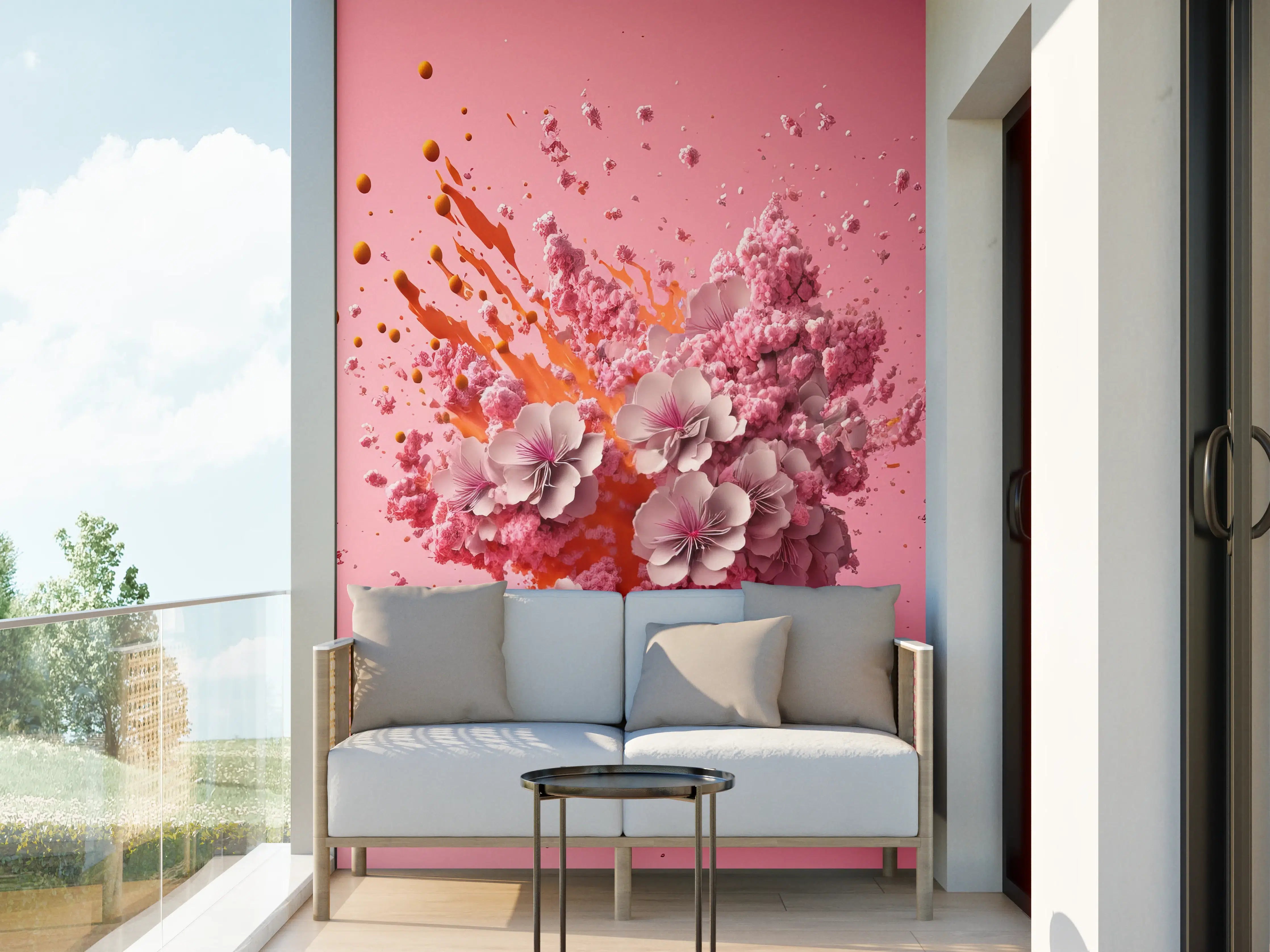 Wandverkleidung außen - Kirschblüten Explosion Pink