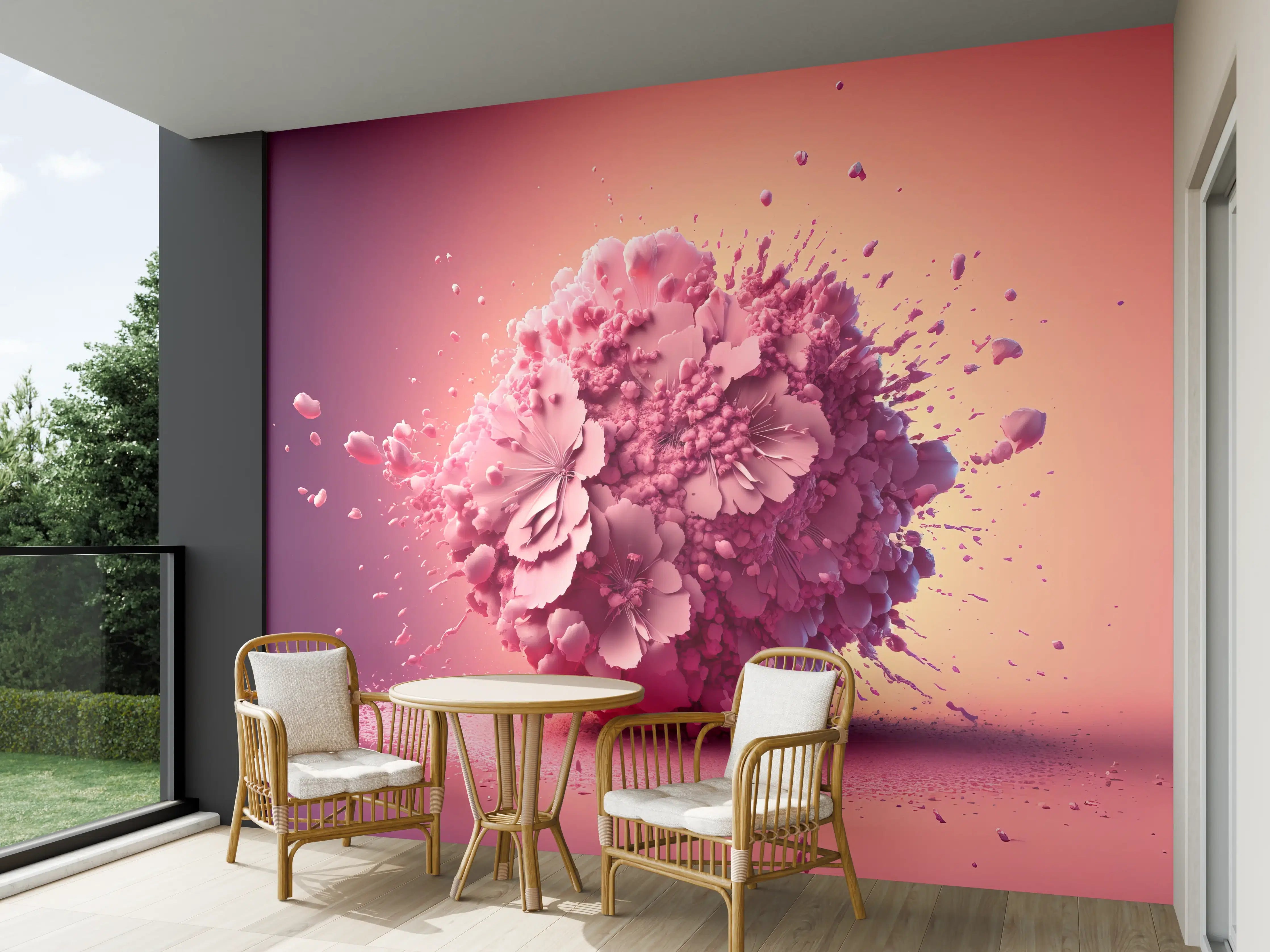 Wandverkleidung außen - Kirschblüten Explosion Rosa
