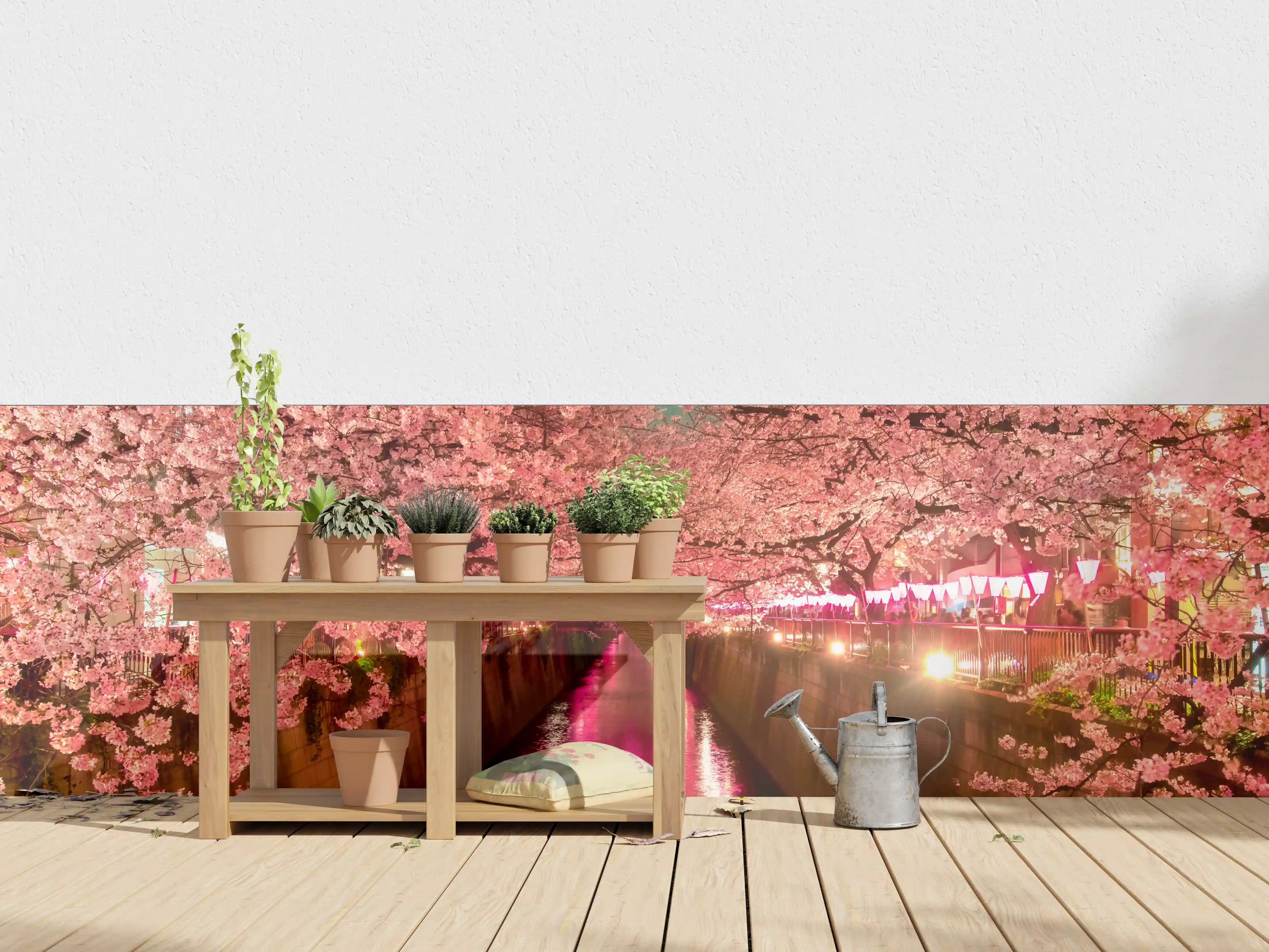 Wandverkleidung außen - Kirschblüten bei Nacht in Tokio