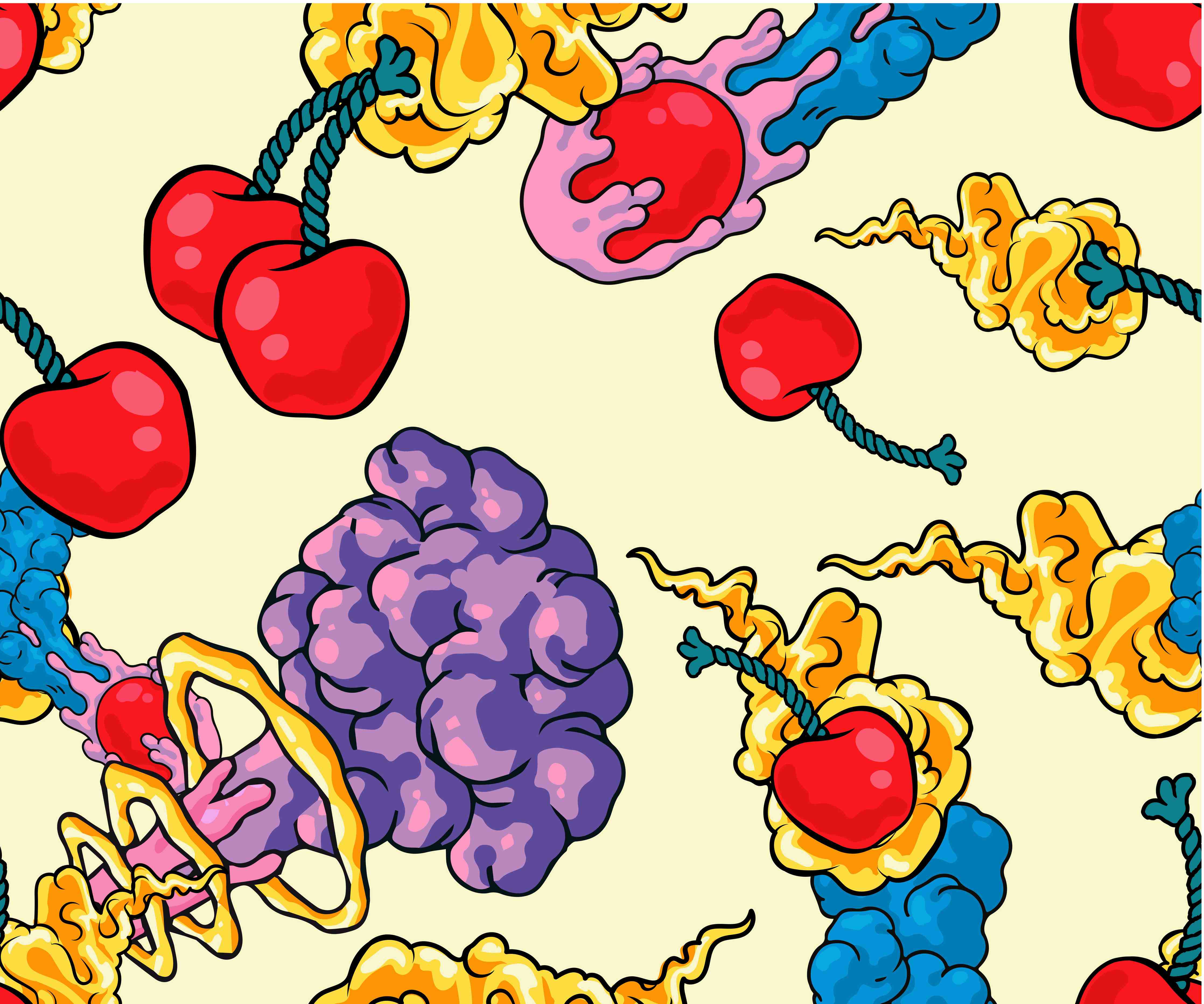Wandverkleidung außen-Kirschbomben Graphik