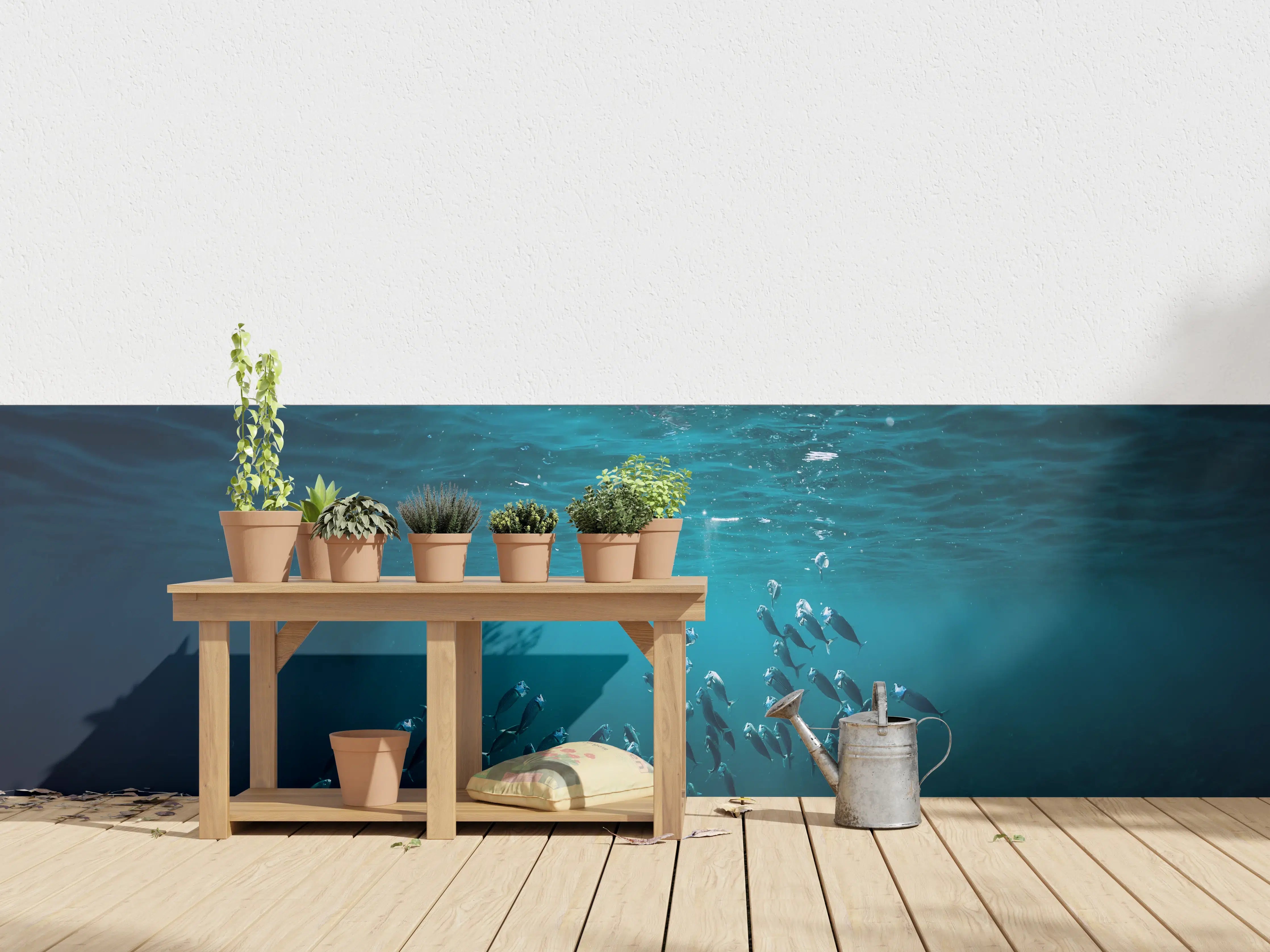Wandverkleidung außen - Kleiner Fischschwarm Unterwasser