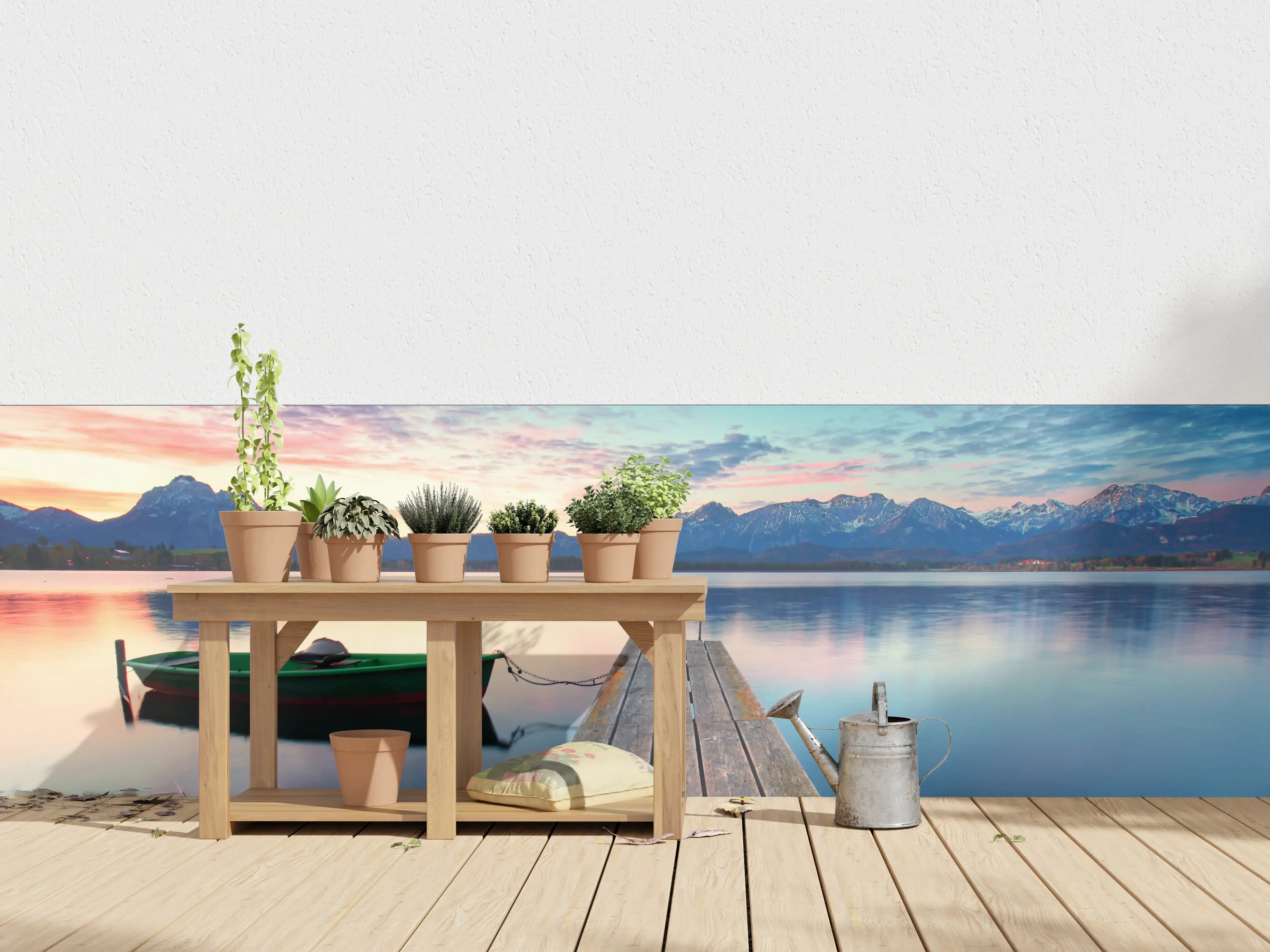 Wandverkleidung außen - Kleines Boot am Bergsee
