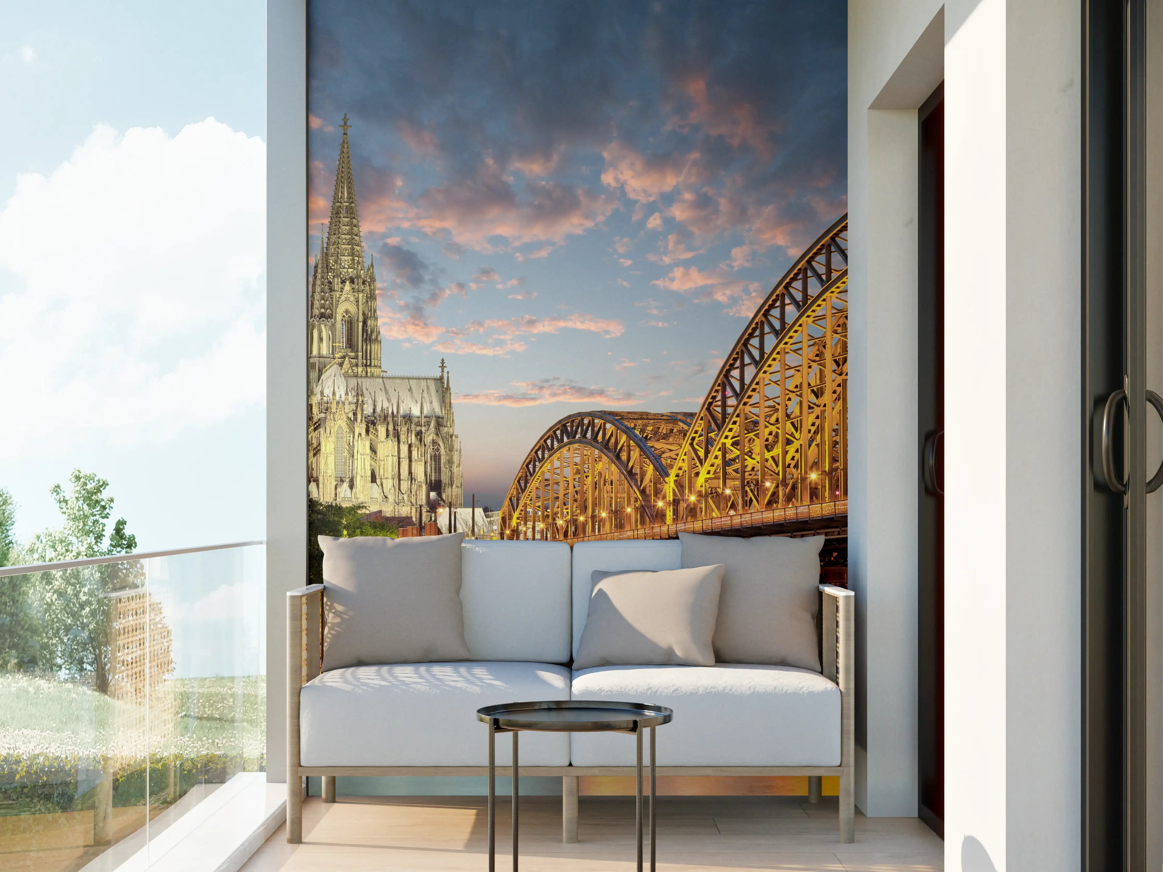 Wandverkleidung außen - Köln Dom am Rhein mit Brücke