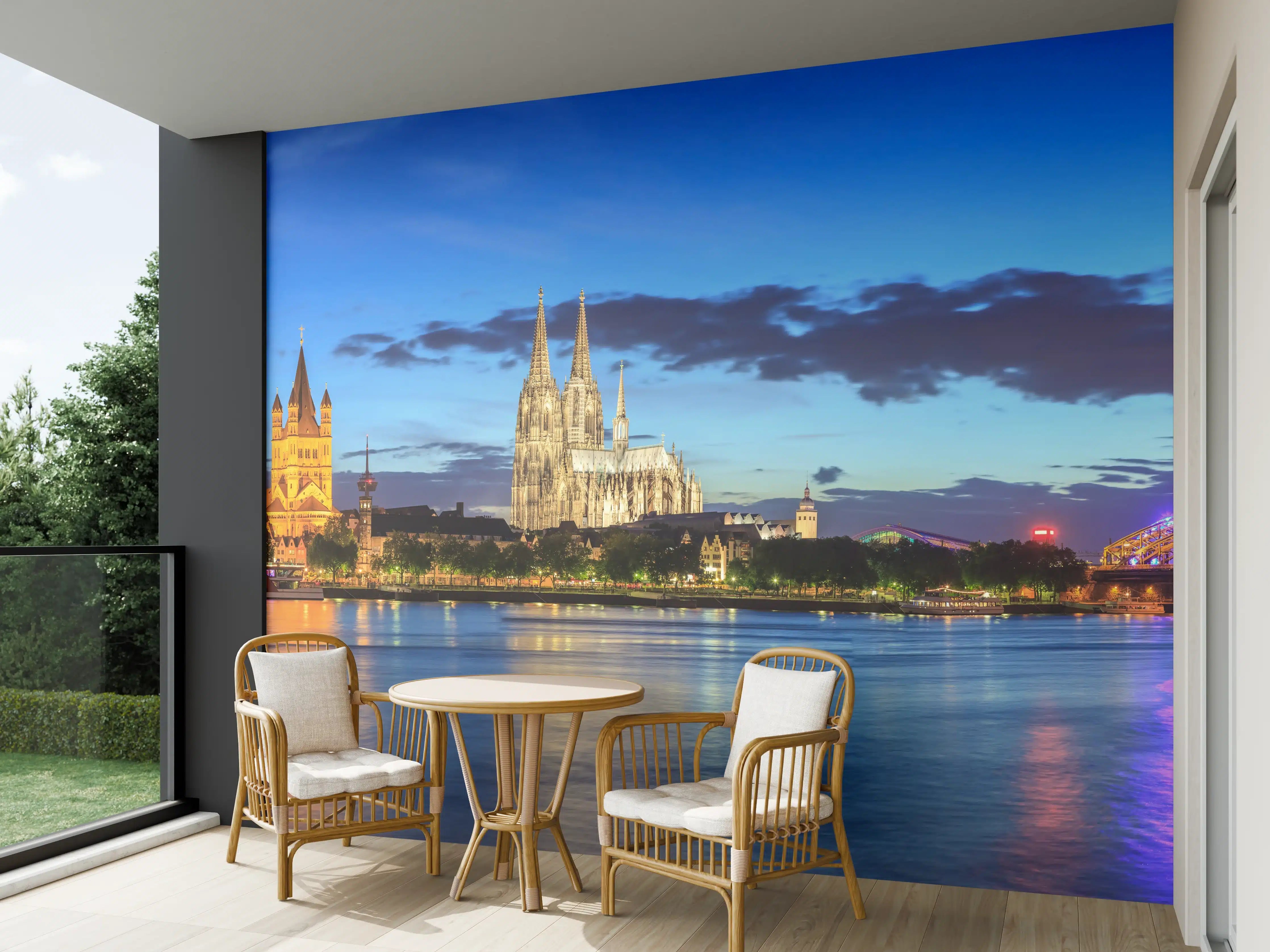 Wandverkleidung außen - Kölner Skyline - Nachts