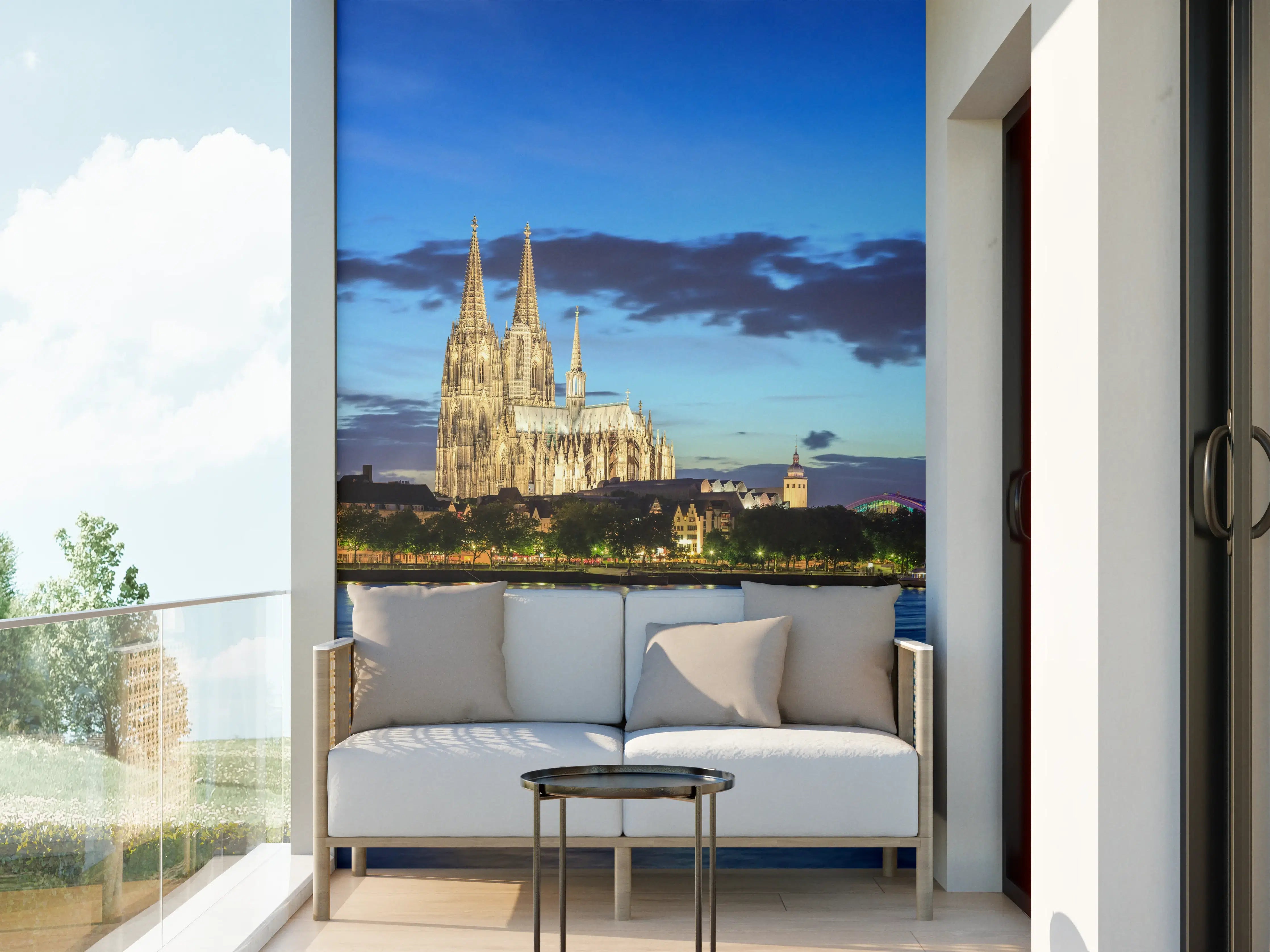 Wandverkleidung außen - Kölner Skyline - Nachts