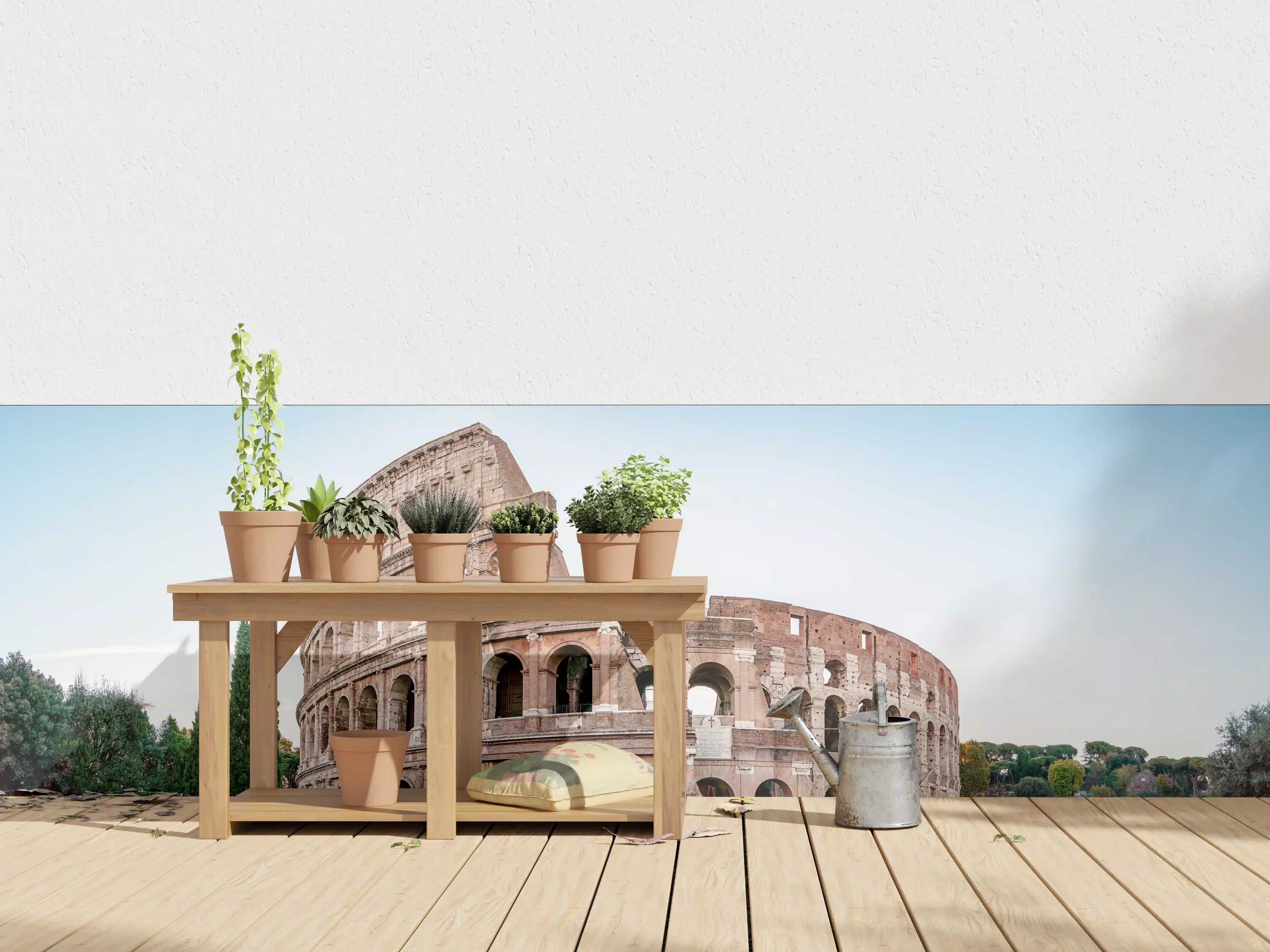 Wandverkleidung außen - Kolosseum Panorama Rom Beige-Blau