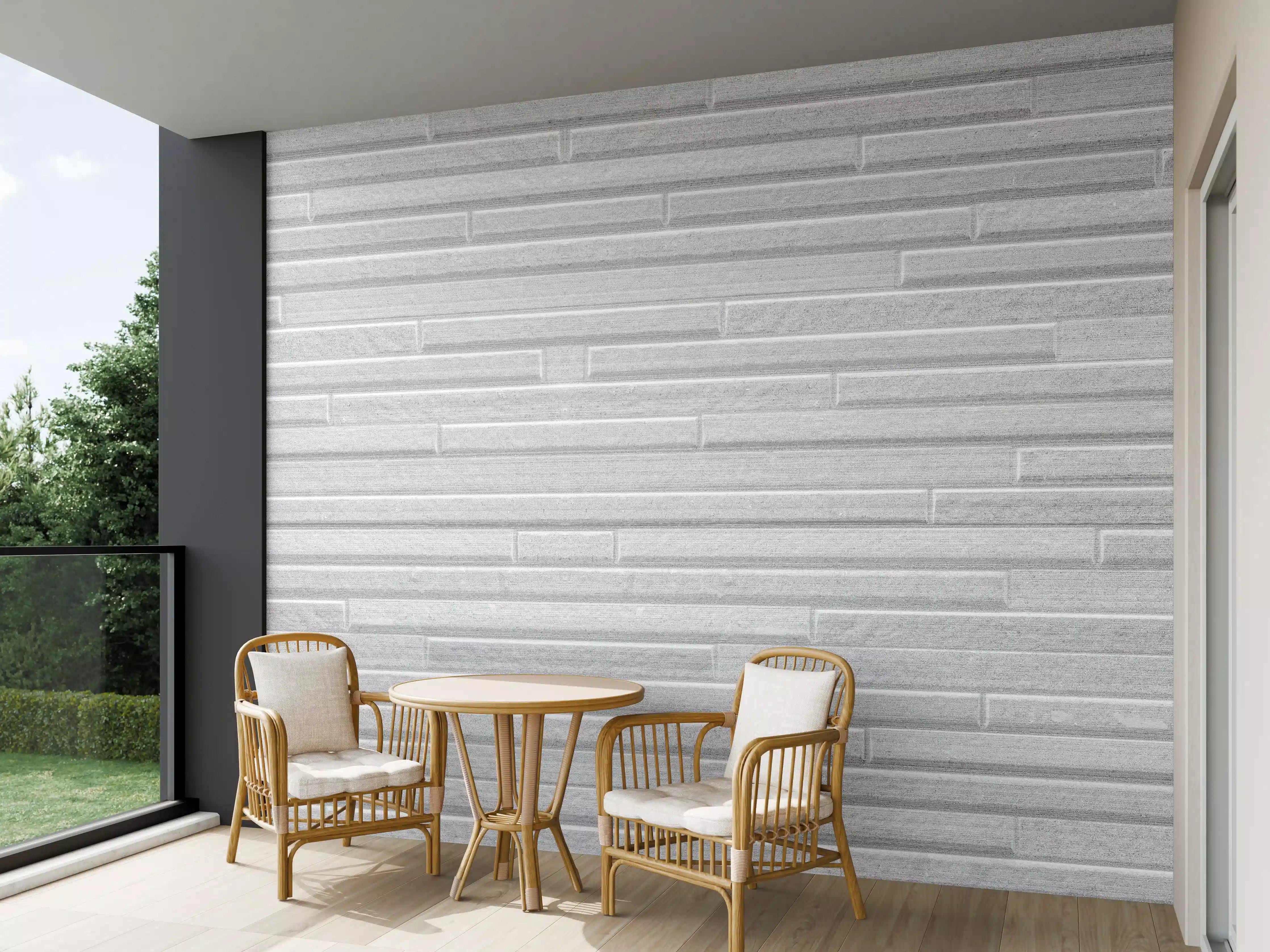 Wandverkleidung außen - Konstruktion der modernen weißen Steinwand