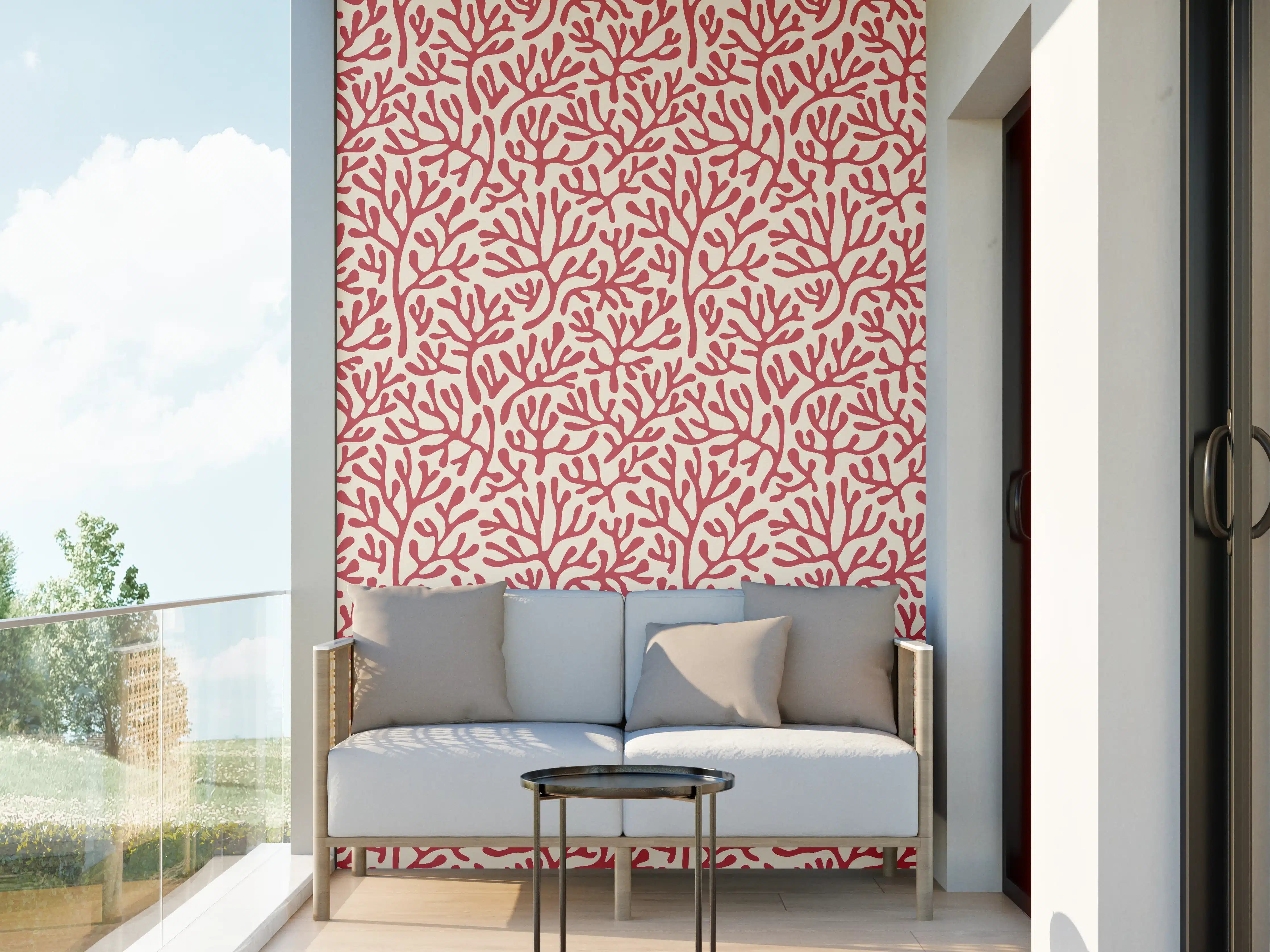 Wandverkleidung außen - Korallenmuster Rot-Beige