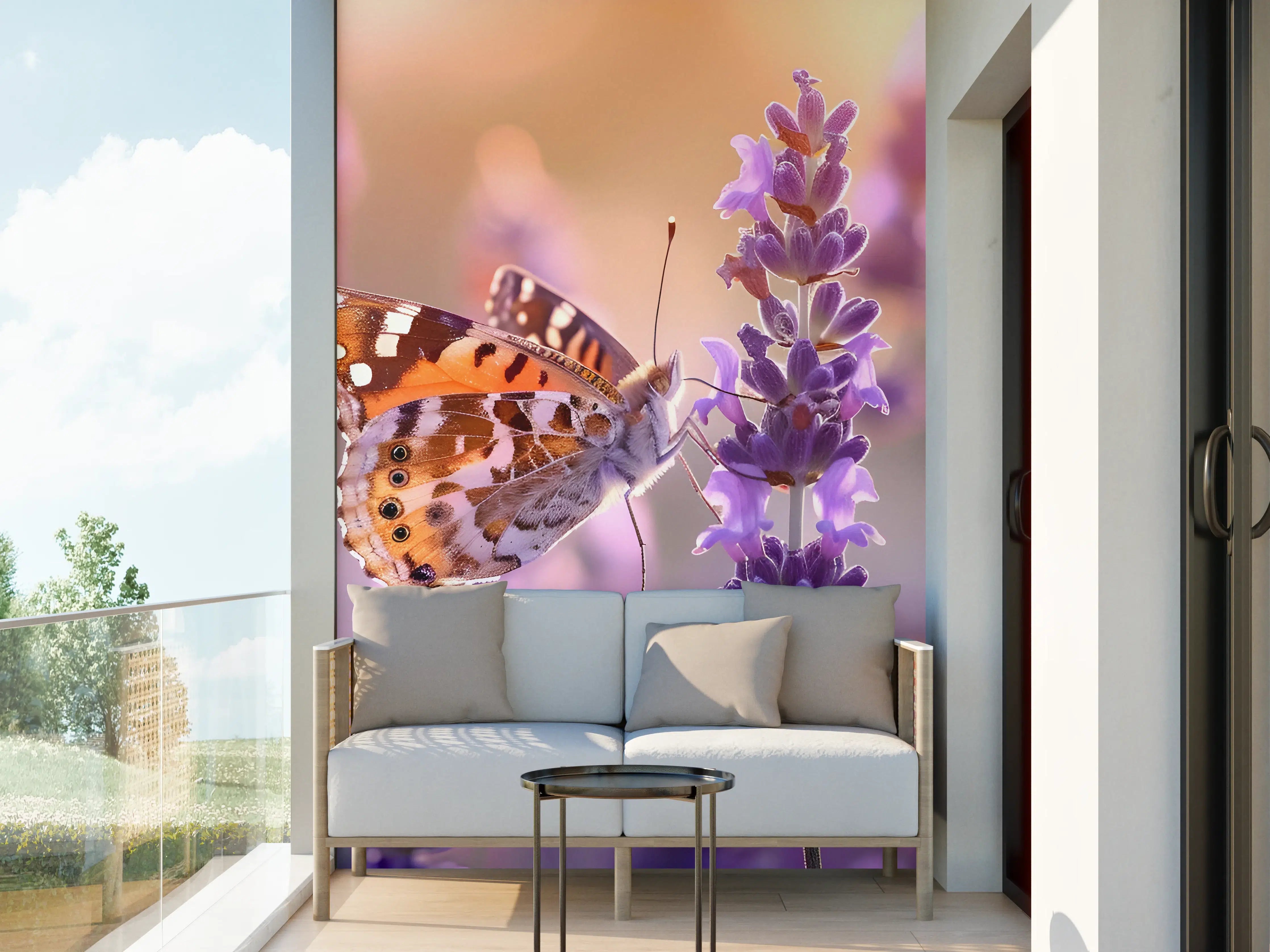 Wandverkleidung außen - Lavendel-Schmetterling in Pastell
