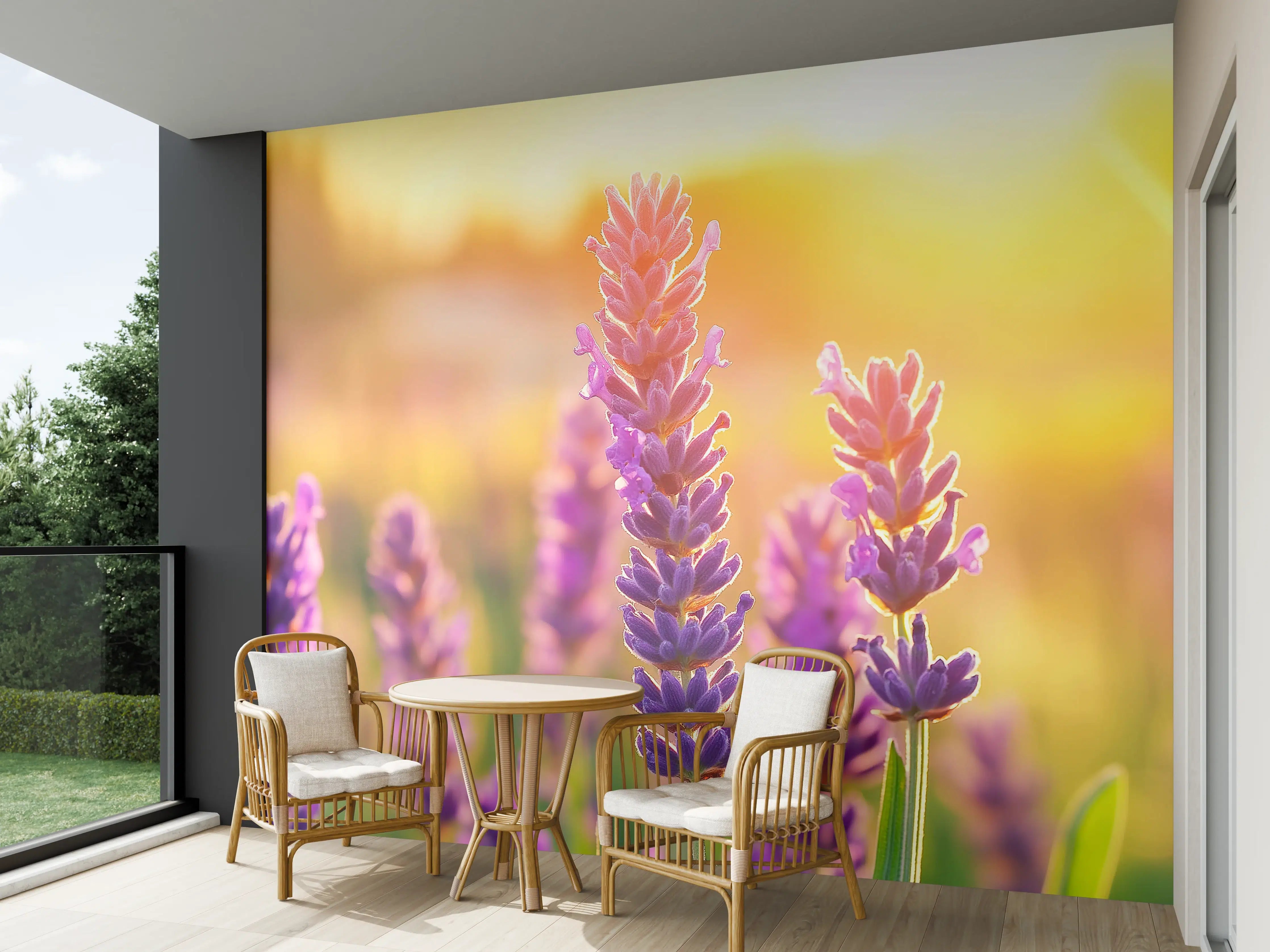 Wandverkleidung außen - Lavendel in goldenem Abendlicht