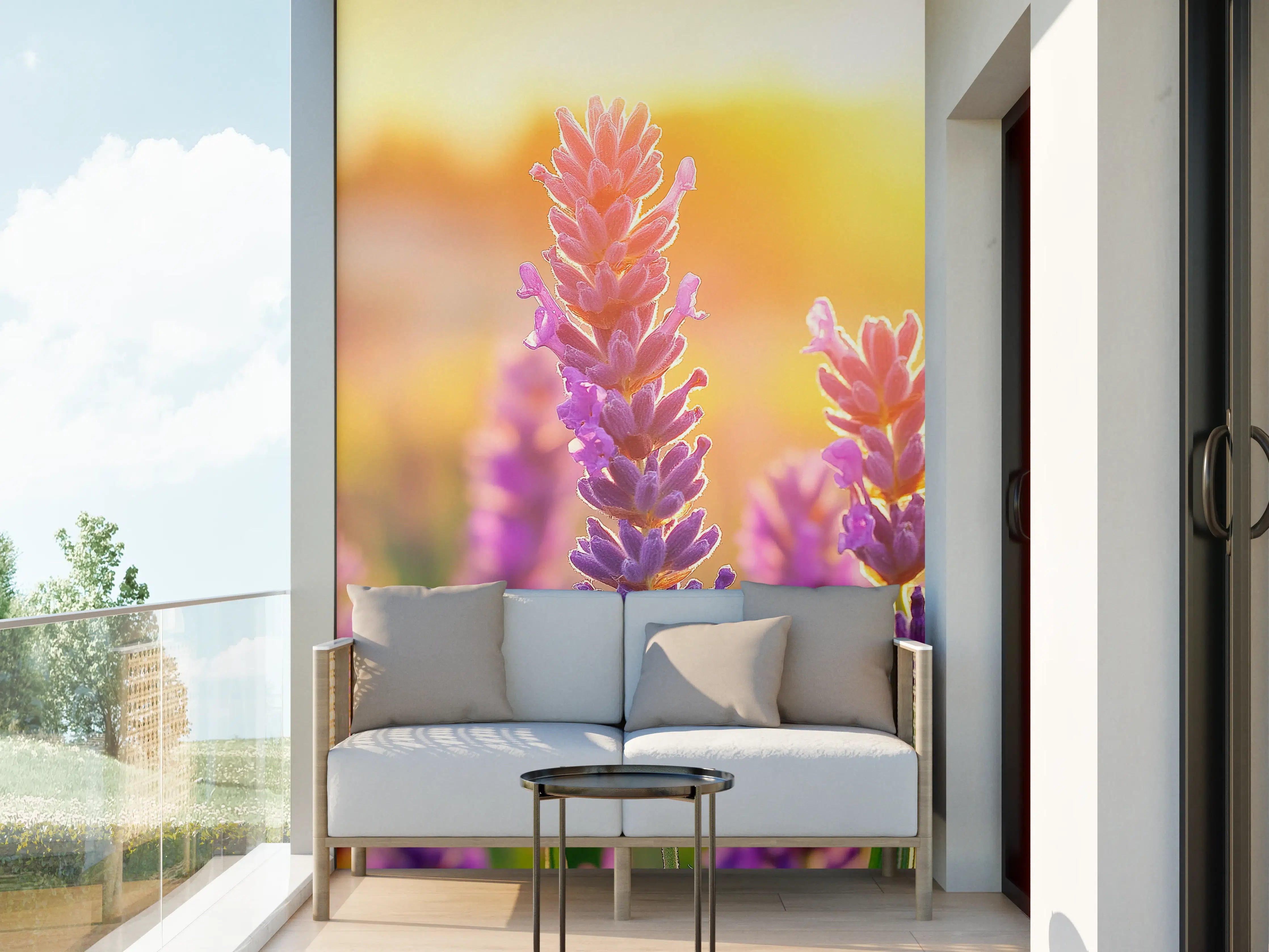 Wandverkleidung außen - Lavendel in goldenem Abendlicht