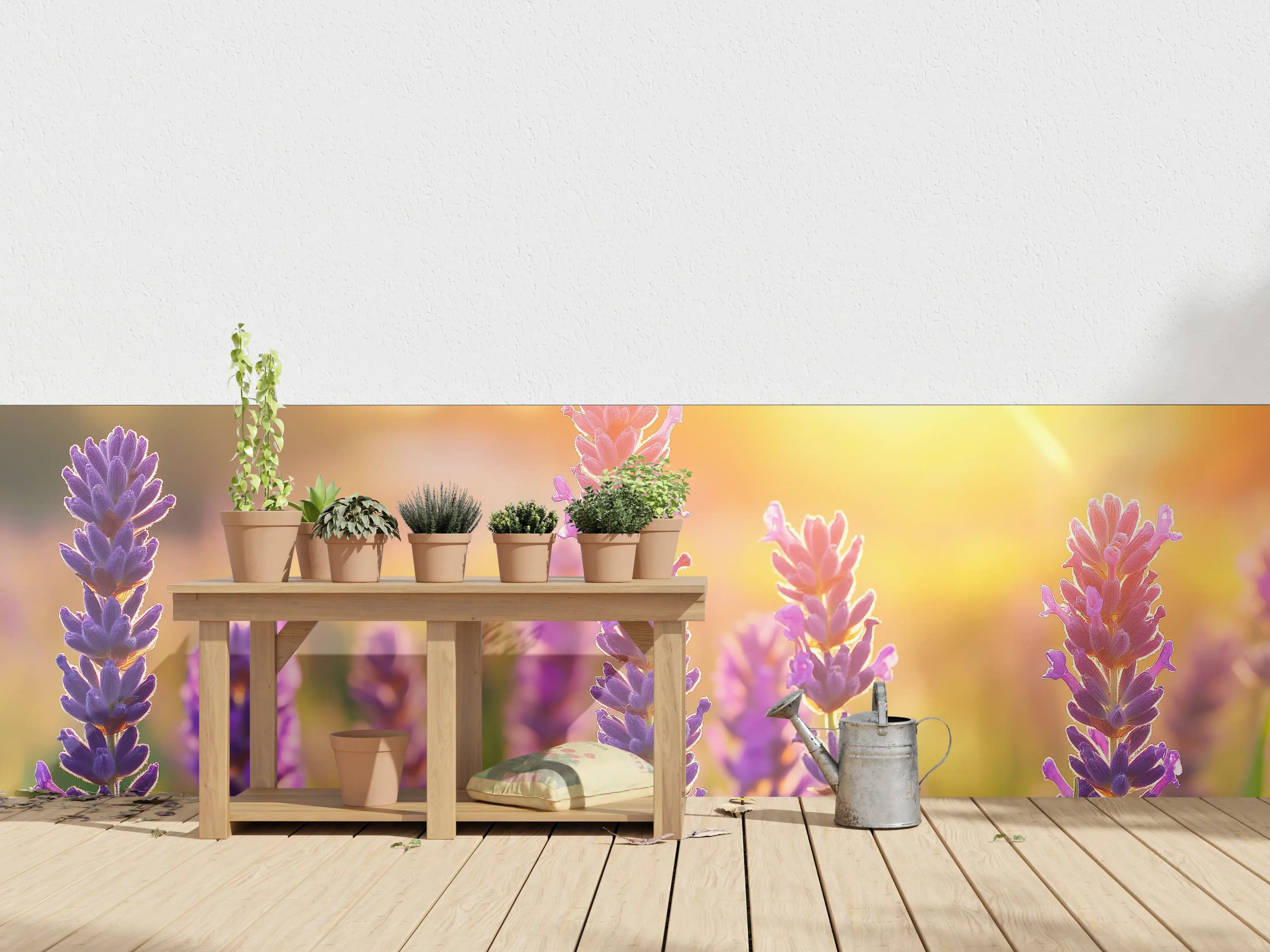 Wandverkleidung außen - Lavendel in goldenem Abendlicht