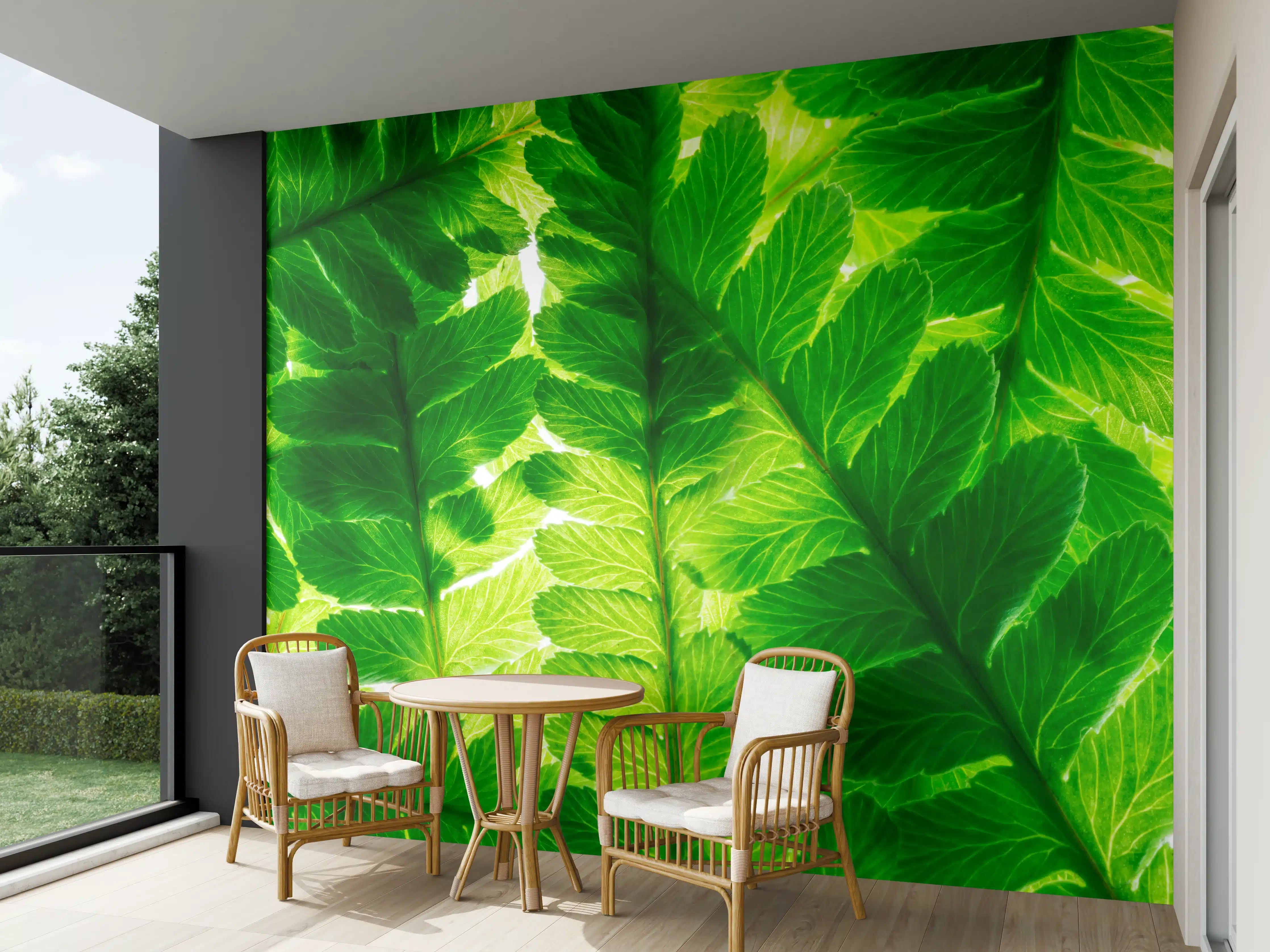 Wandverkleidung außen - Lebendige grüne Blätter mit natürlicher Textur