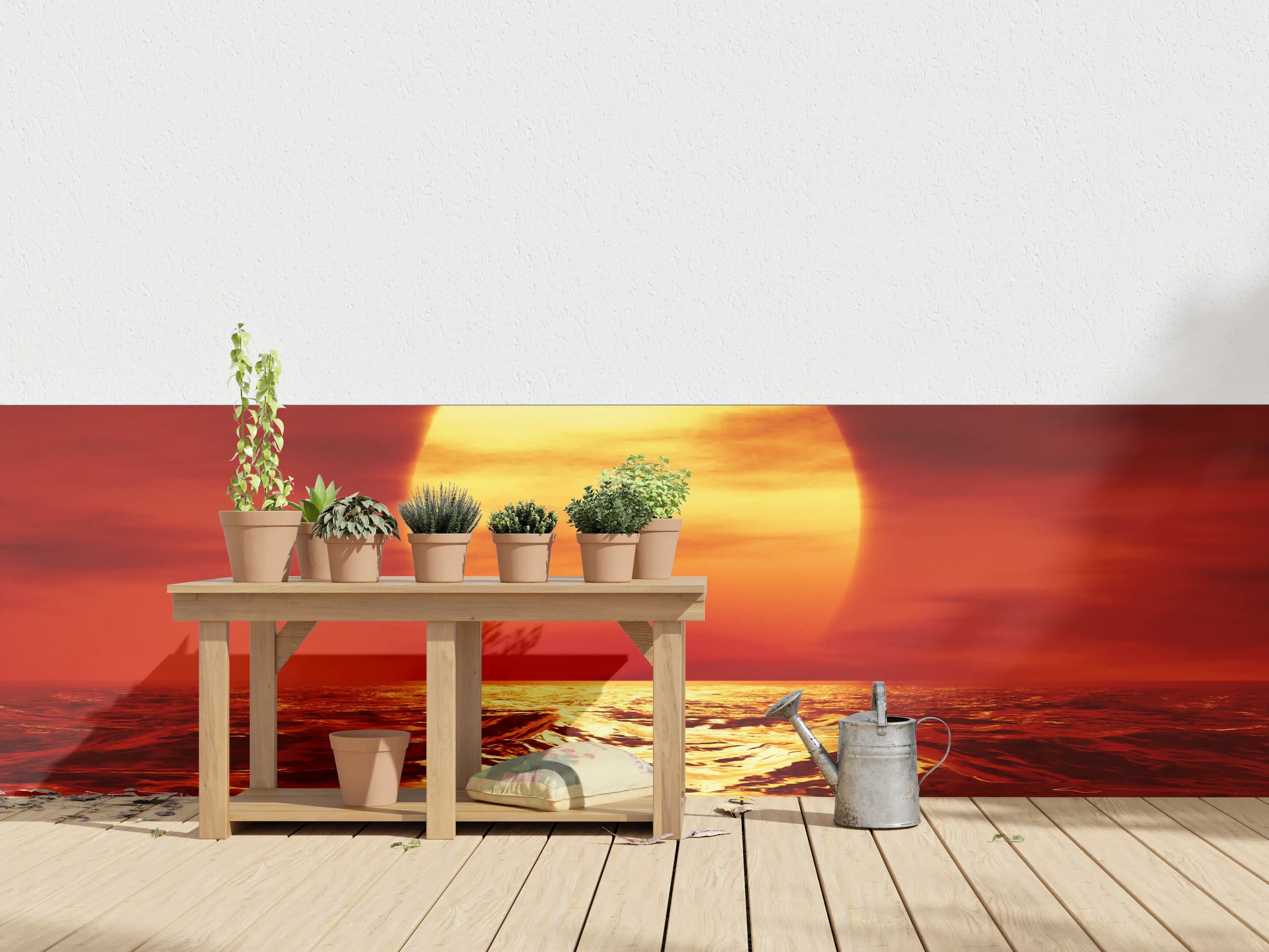 Wandverkleidung außen - Leuchtende Sonnenuntergang über dem Meer