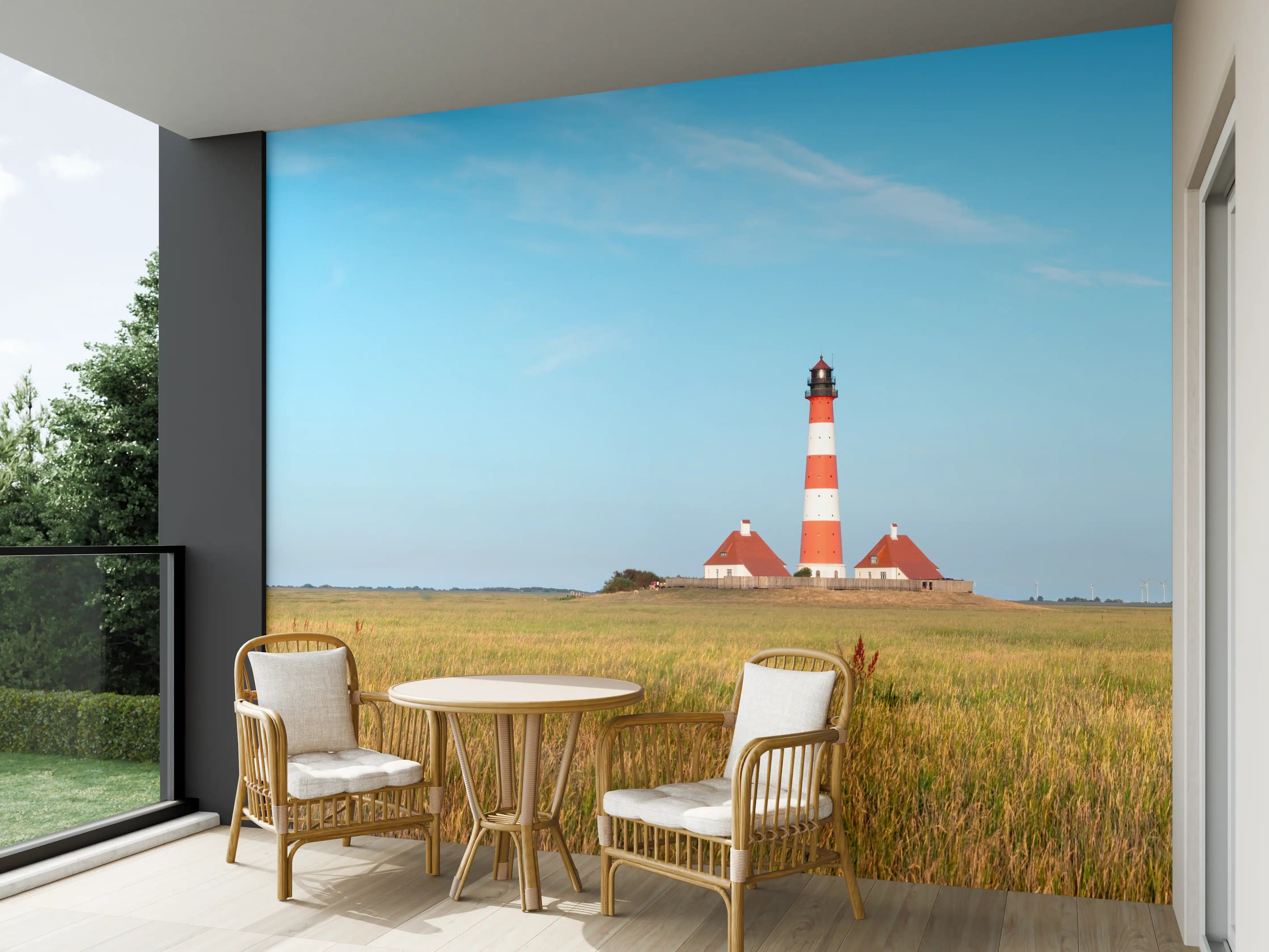 Wandverkleidung außen - Leuchtturm im weiten Feld