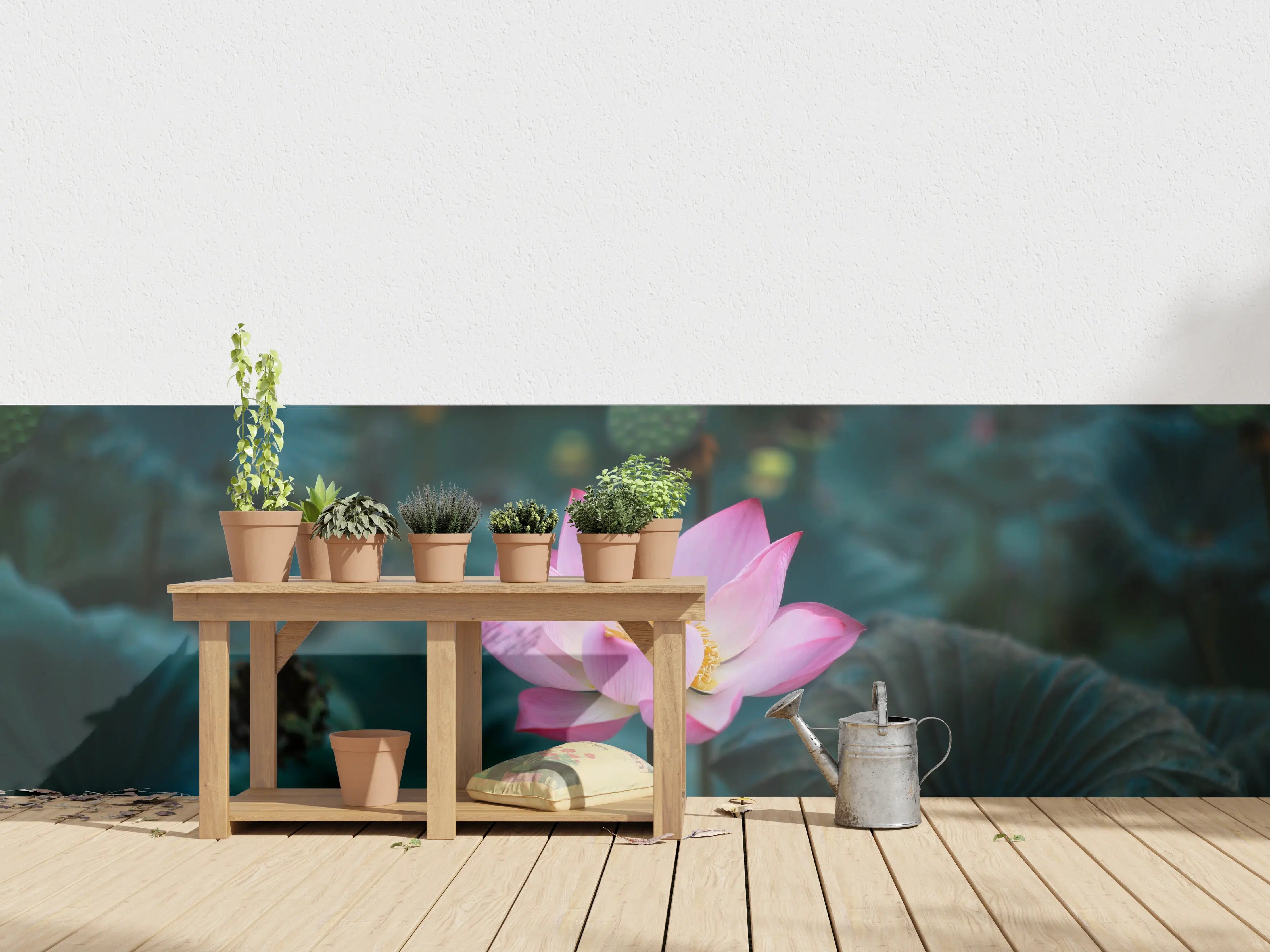 Wandverkleidung außen - Lotosblume im Garten
