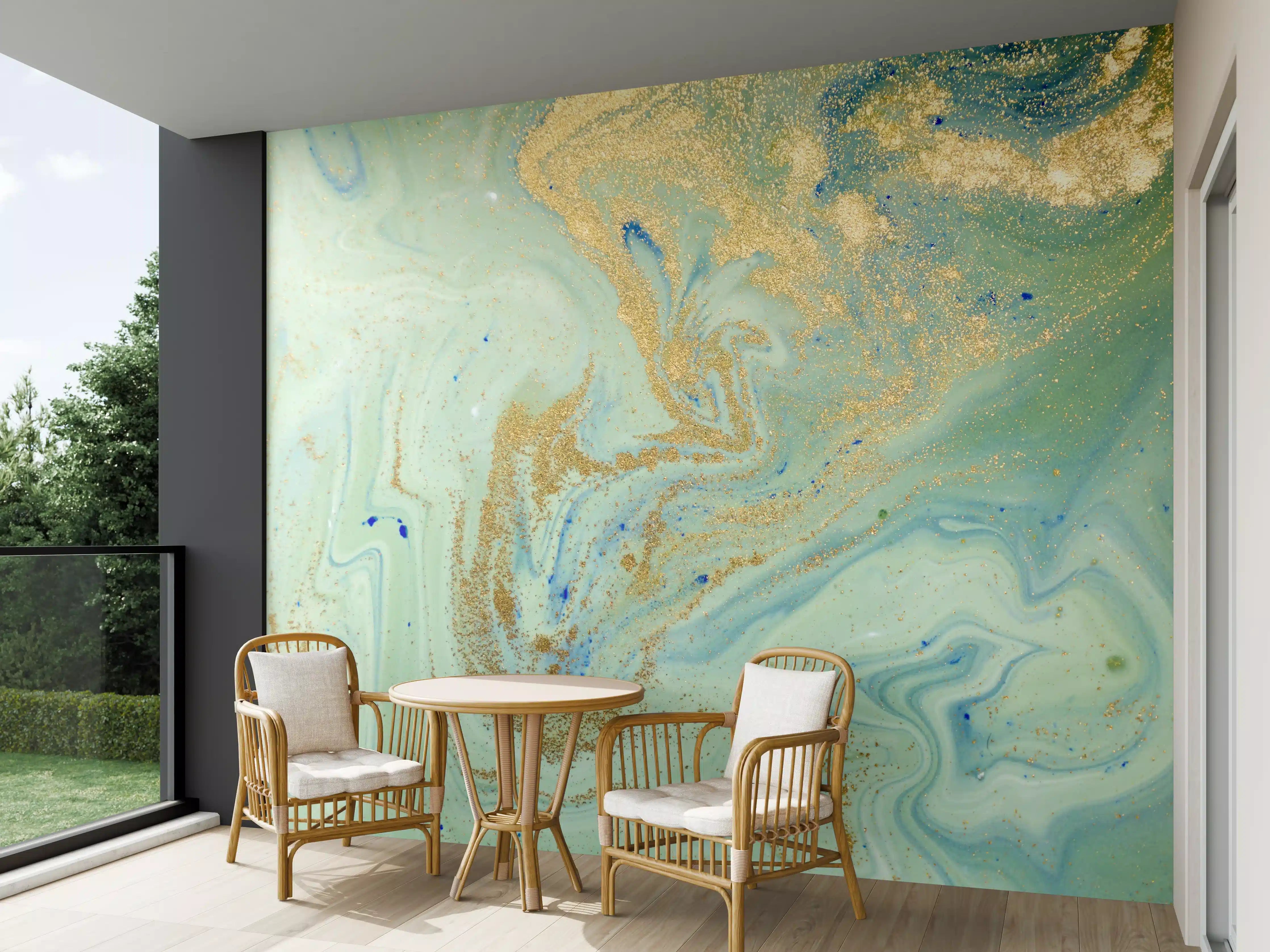 Wandverkleidung außen - Luxuriöse Gold-Tinte auf Pastell-Hintergrund