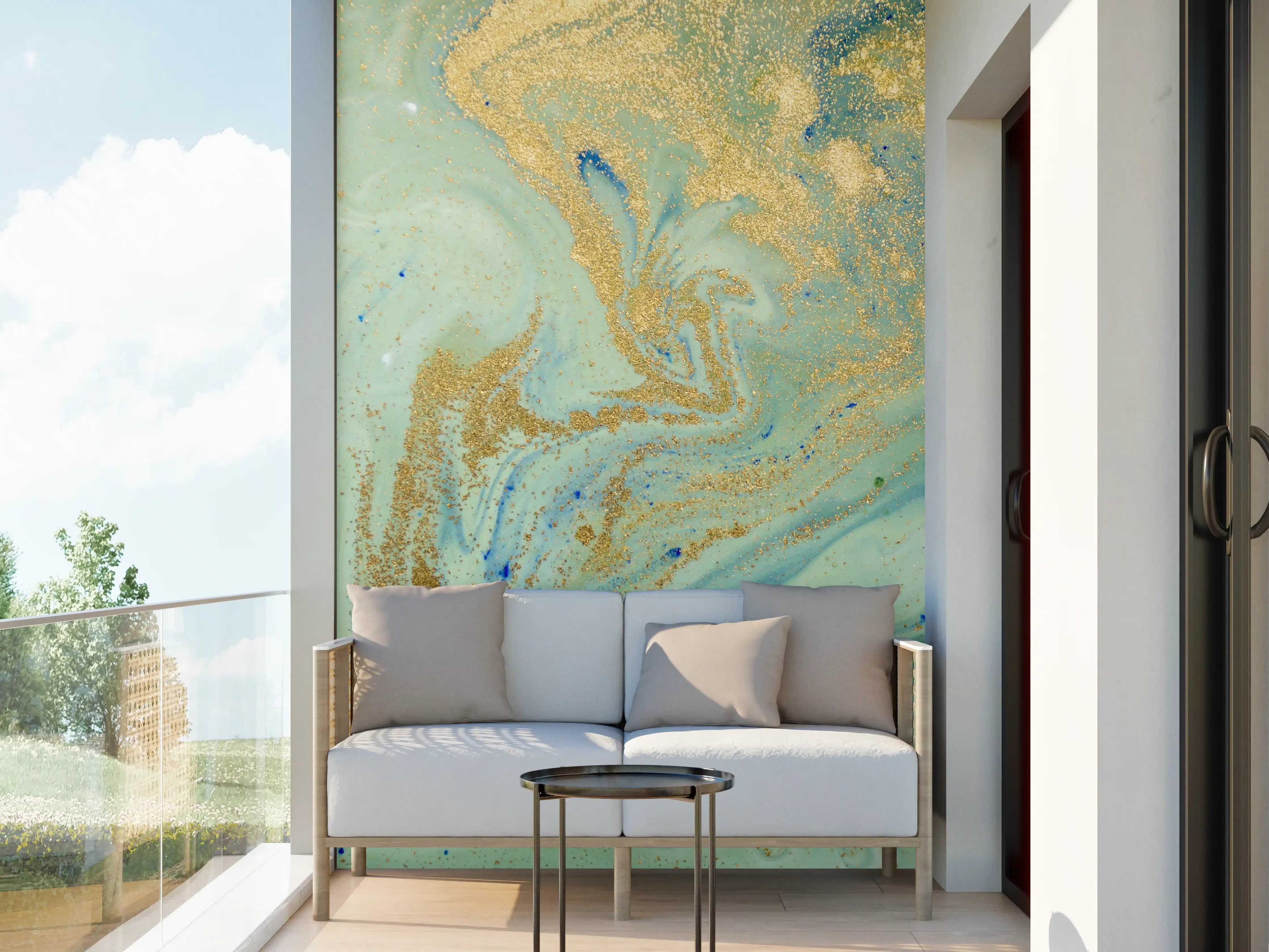 Wandverkleidung außen - Luxuriöse Gold-Tinte auf Pastell-Hintergrund