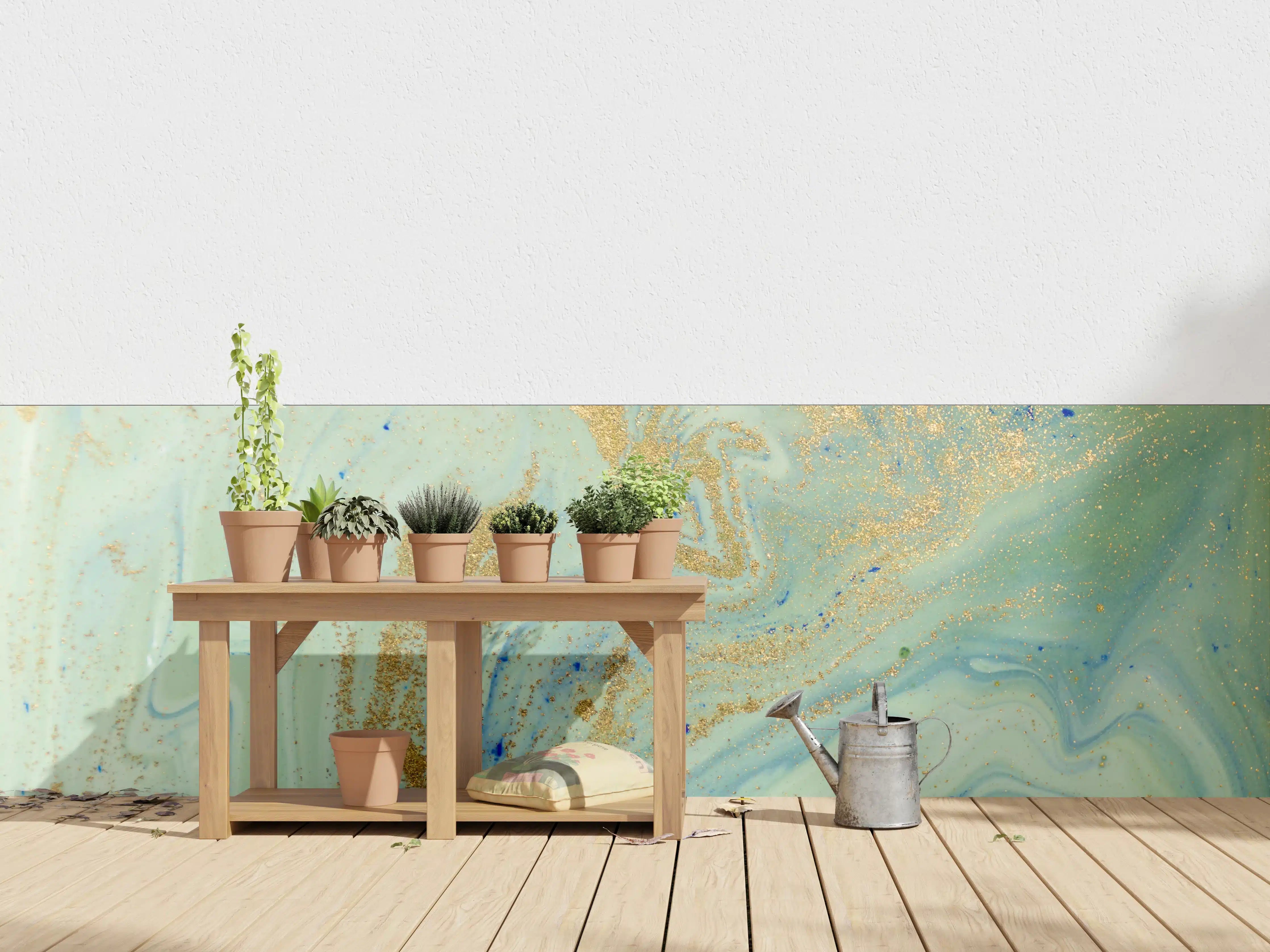 Wandverkleidung außen - Luxuriöse Gold-Tinte auf Pastell-Hintergrund