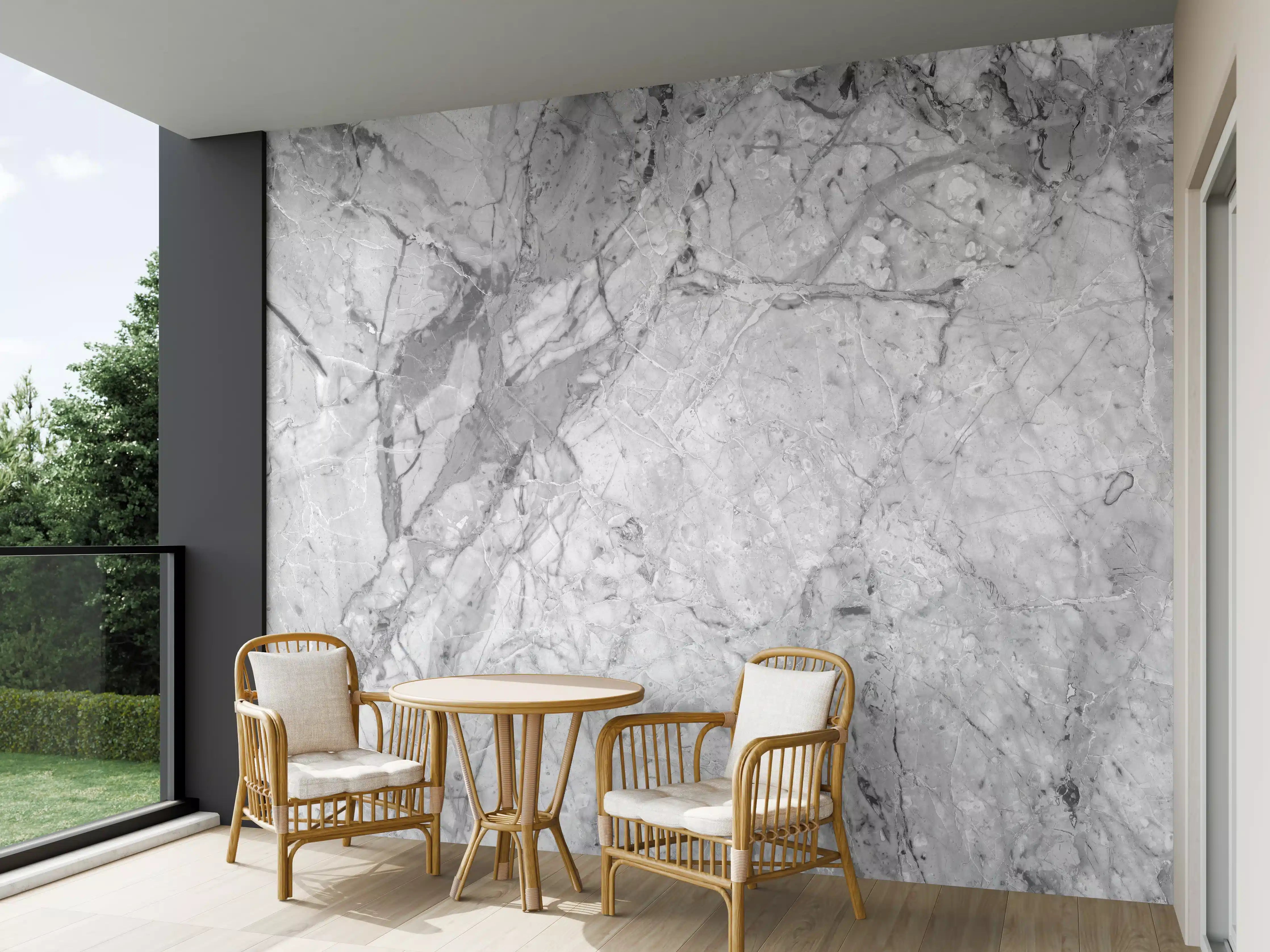 Wandverkleidung außen - Luxuriöse Marmorstruktur in Weißgrau