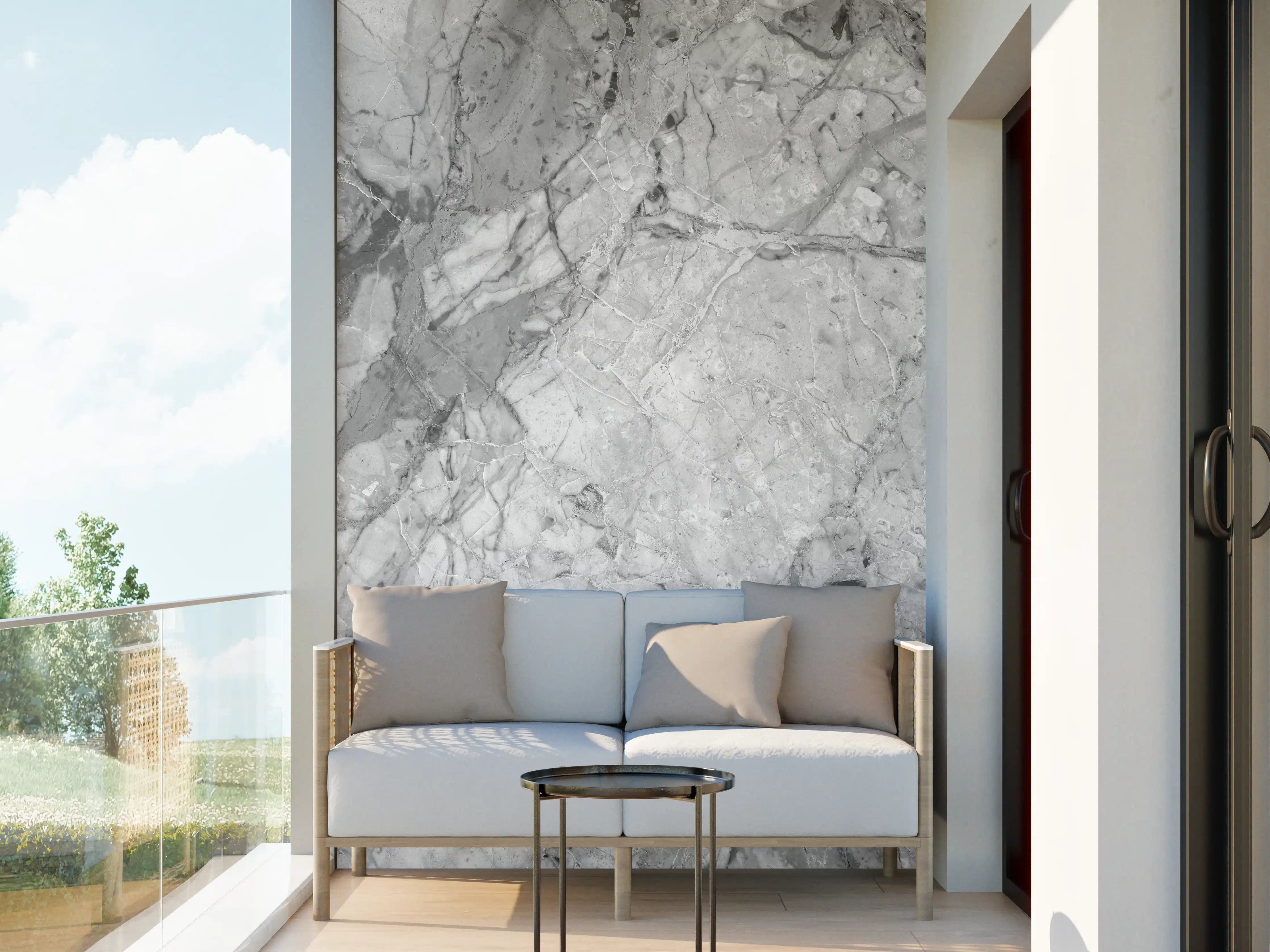 Wandverkleidung außen - Luxuriöse Marmorstruktur in Weißgrau