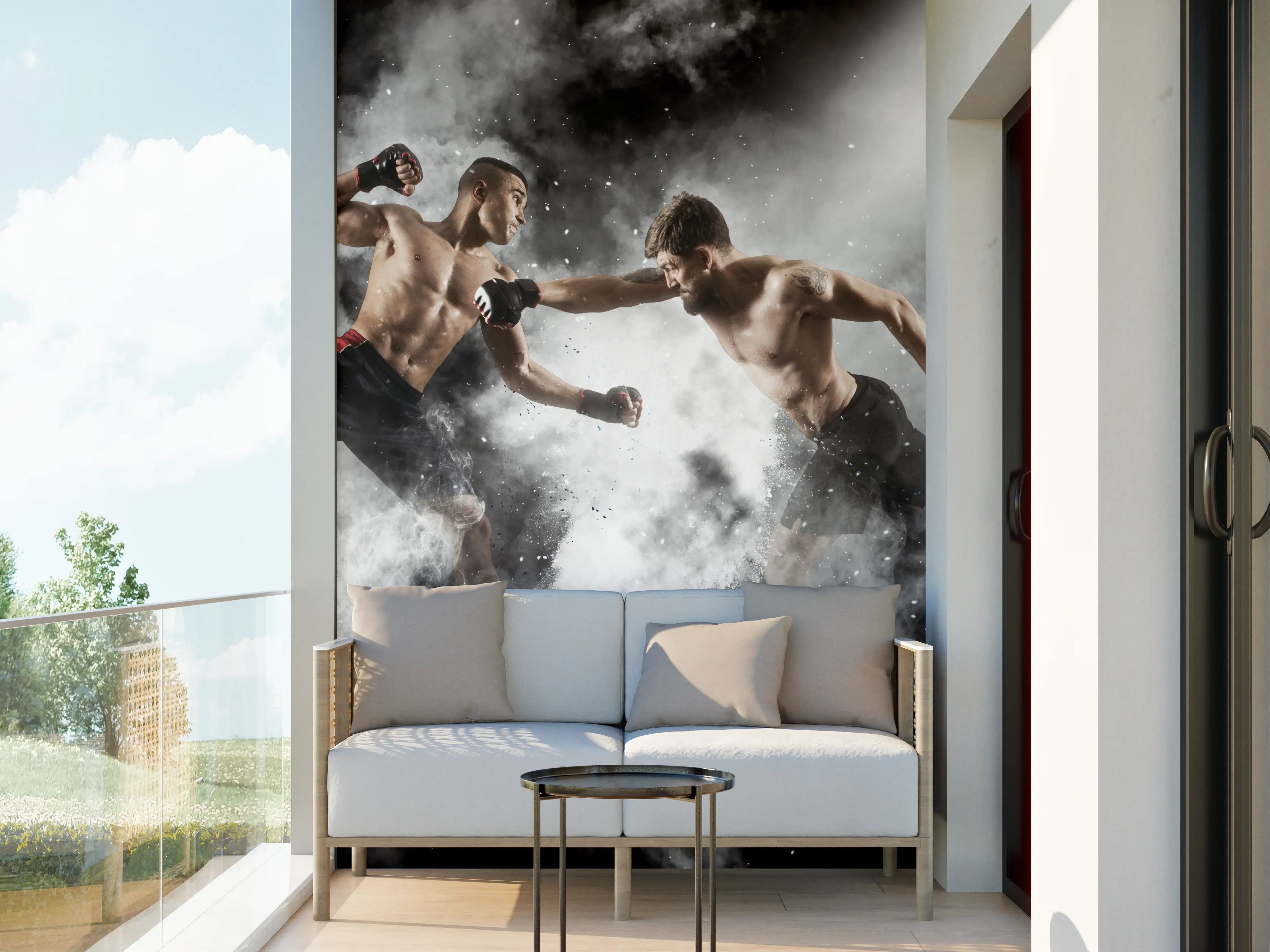 Wandverkleidung außen - MMA-Boxer im Kampf