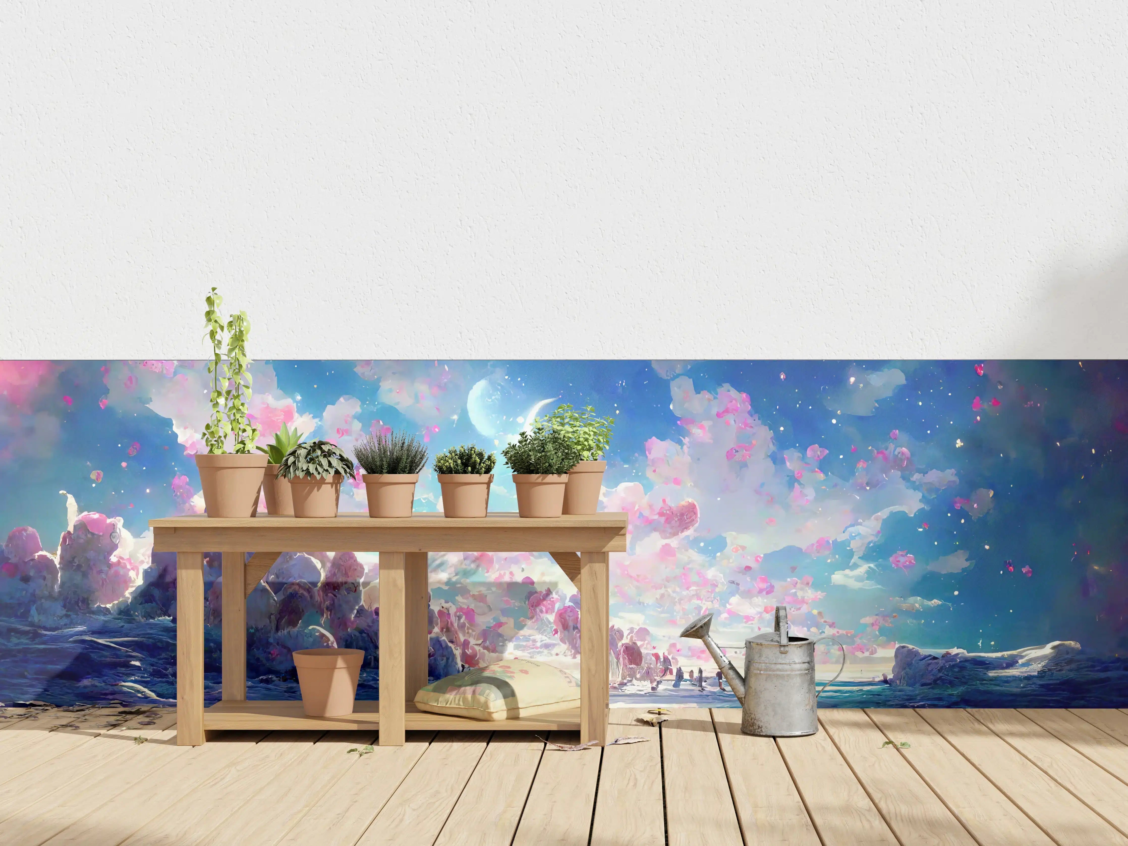 Wandverkleidung außen - Magische Himmelslandschaft Rosa Blau