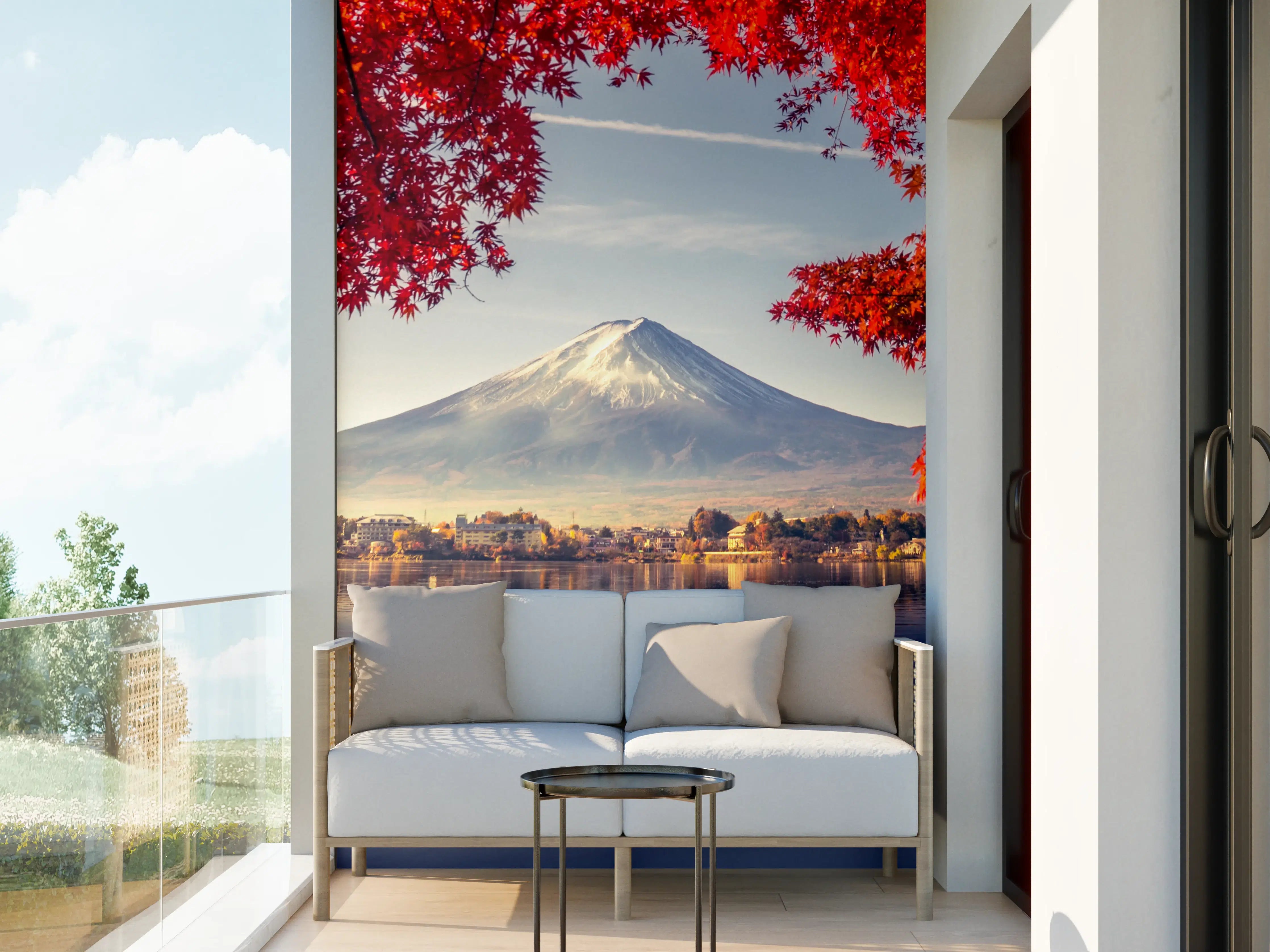 Wandverkleidung außen - Majestätischer Mount Fuji im Herbstlicht