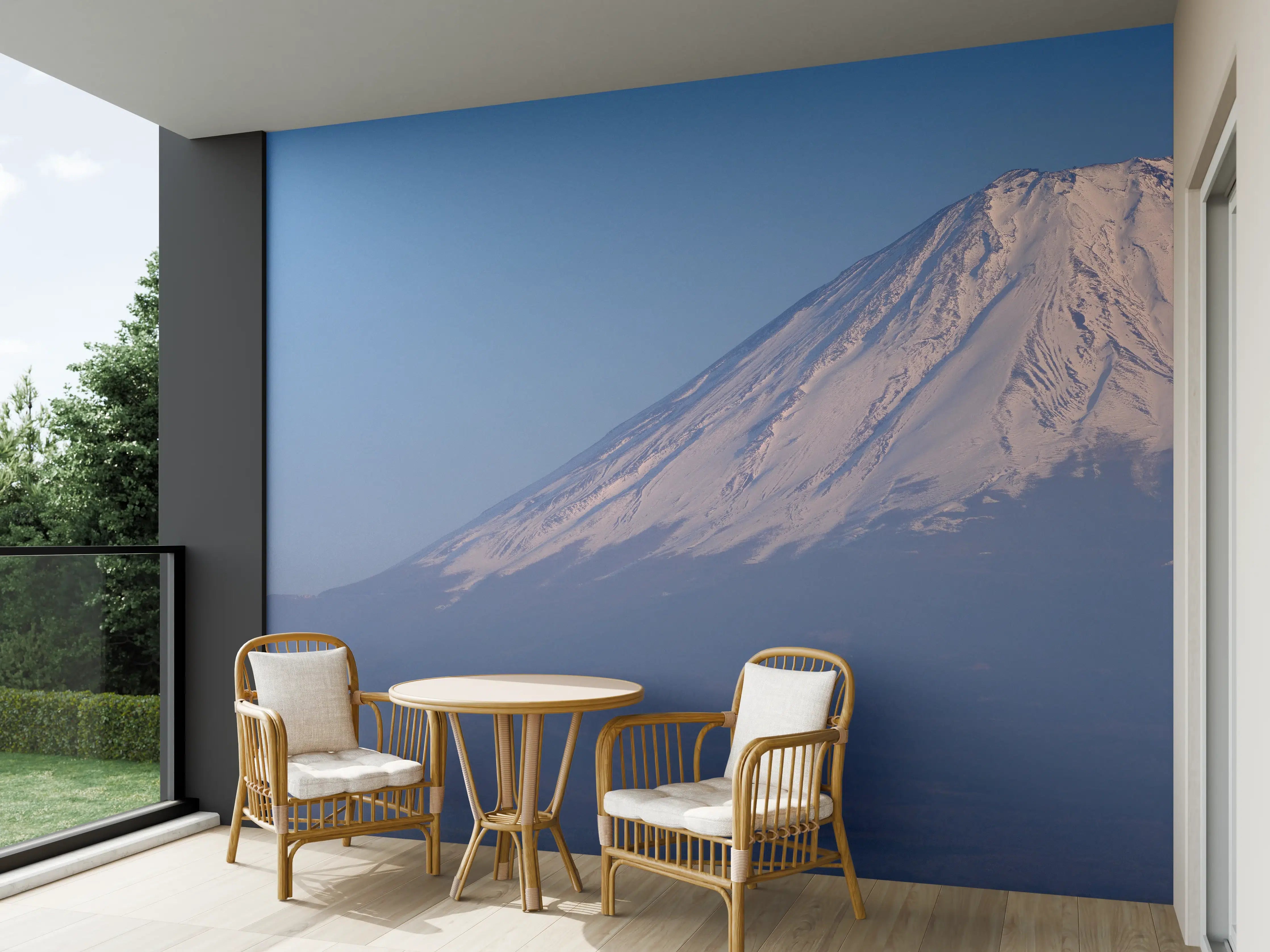Wandverkleidung außen - Majestätischer Mount Fuji mit schneebedecktem Gipfel bei Sonnenaufgang