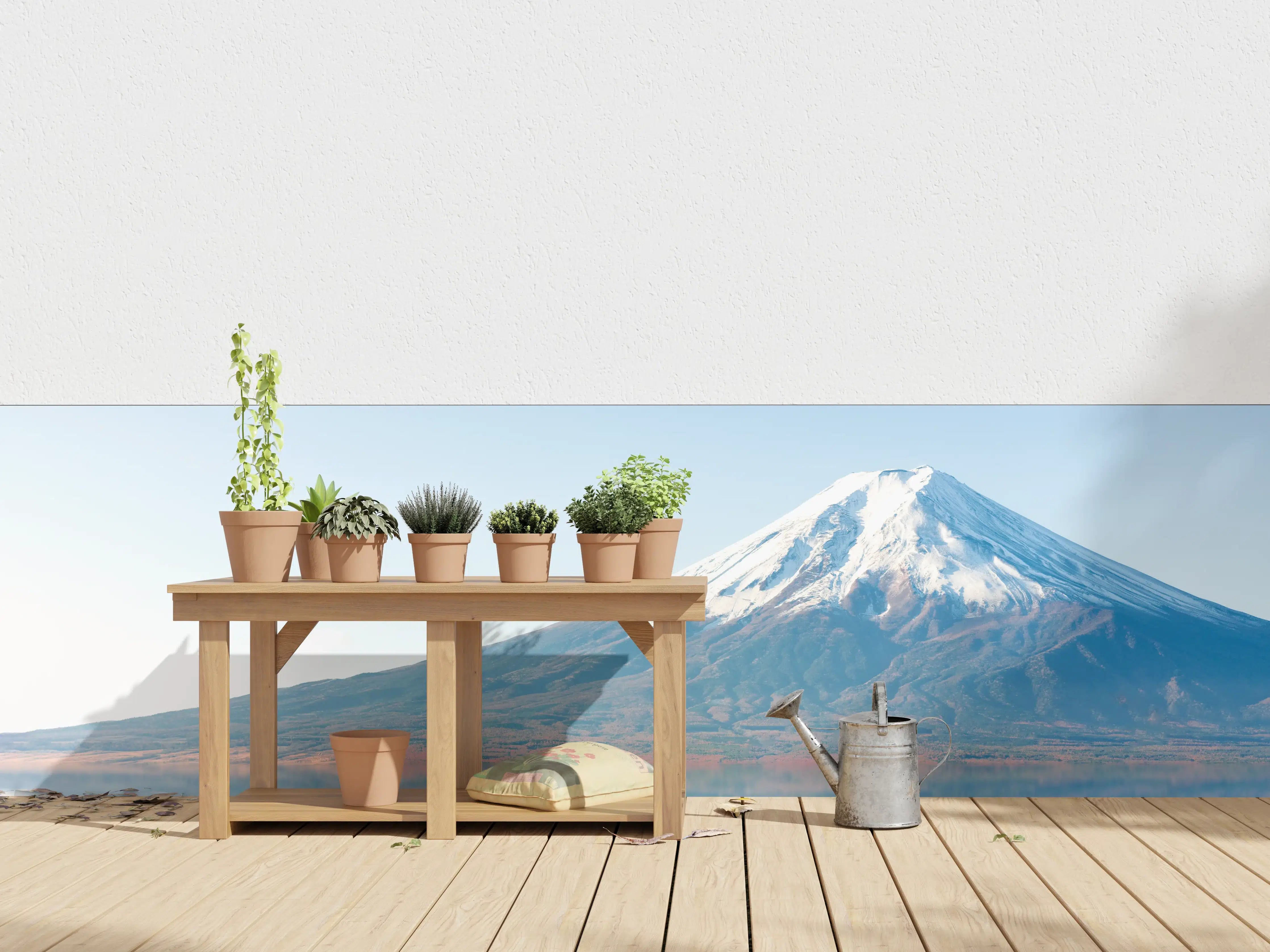Wandverkleidung außen - Majestischer Mount Fuji mit Herbstlaub