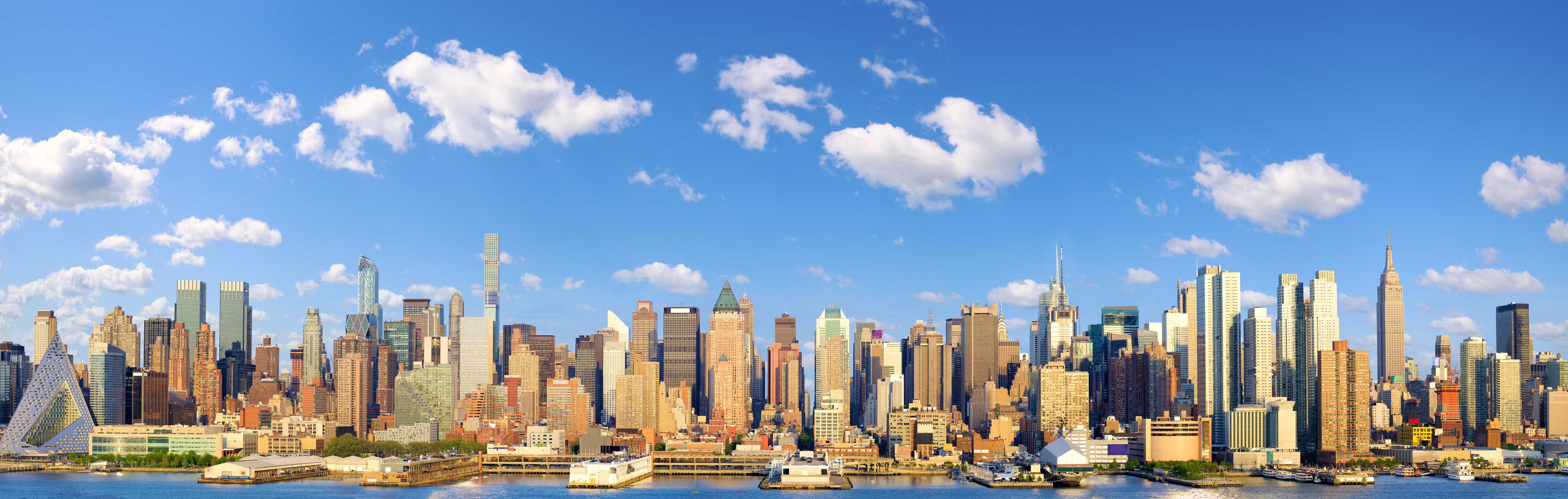 Wandverkleidung außen-Manhattan Skyline Blau-Beige