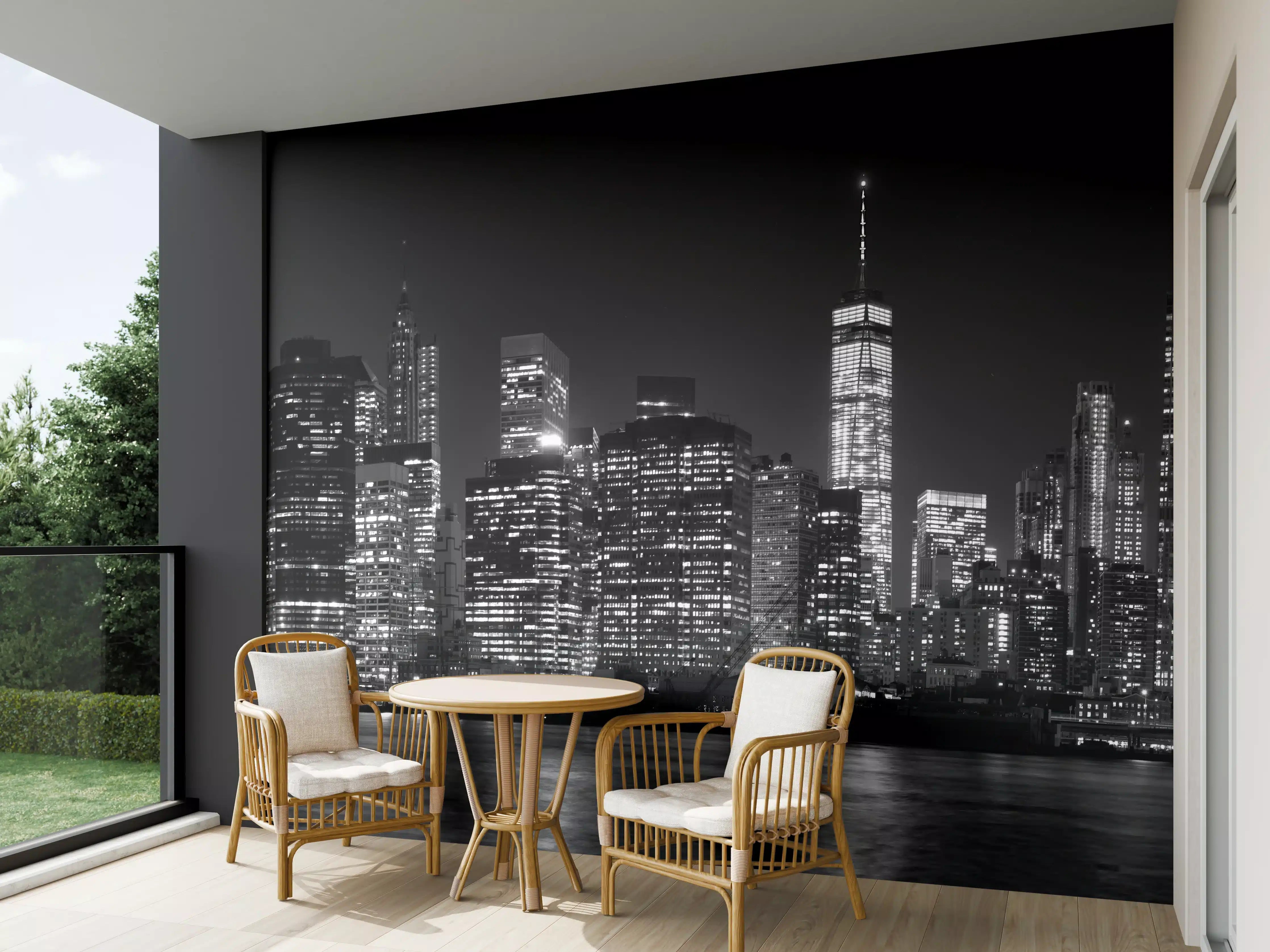 Wandverkleidung außen - Manhattan Skyline Schwarz-Weiß