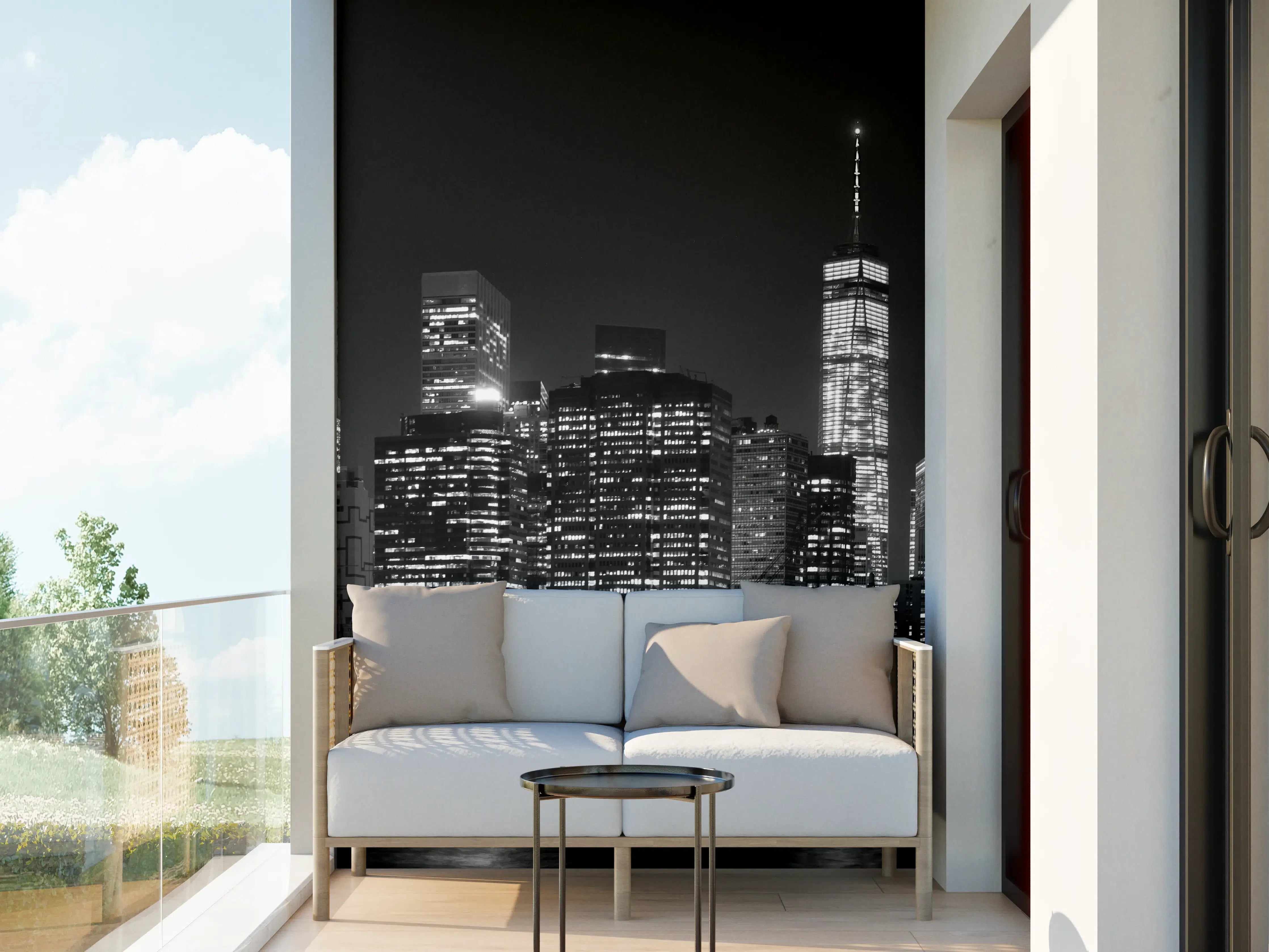 Wandverkleidung außen - Manhattan Skyline Schwarz-Weiß
