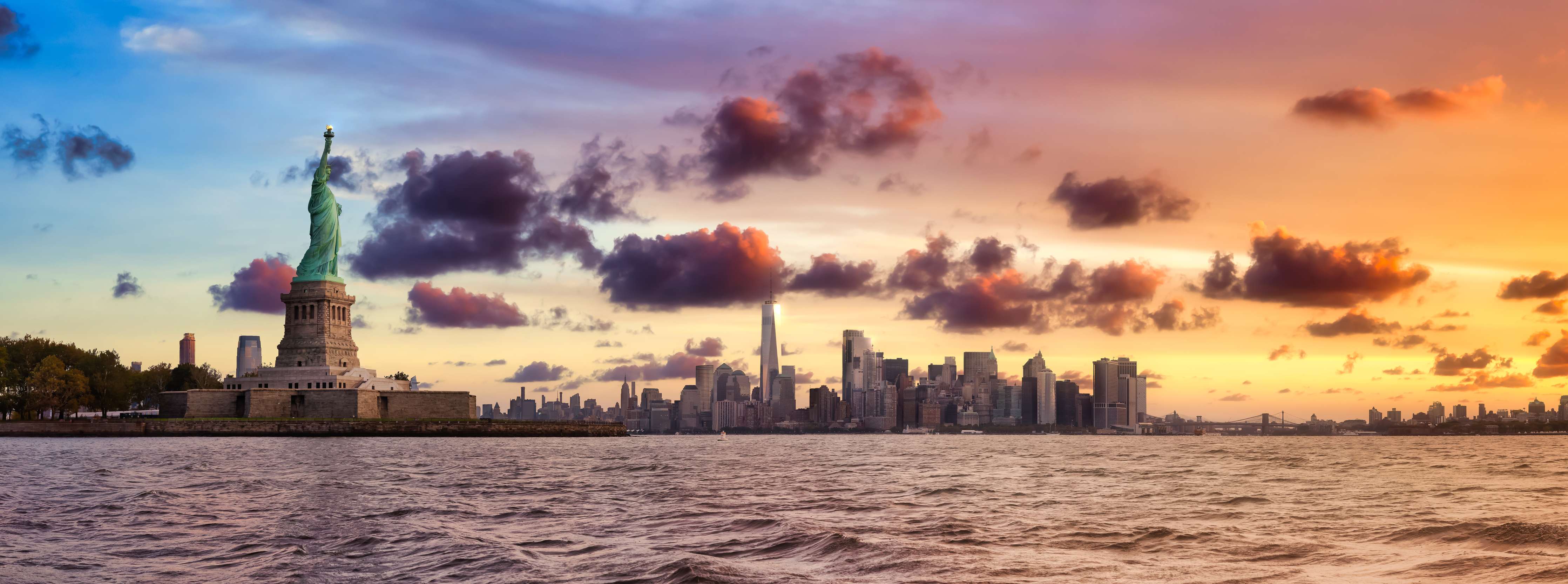 Wandverkleidung außen-Manhattan Skyline Sonnenuntergang
