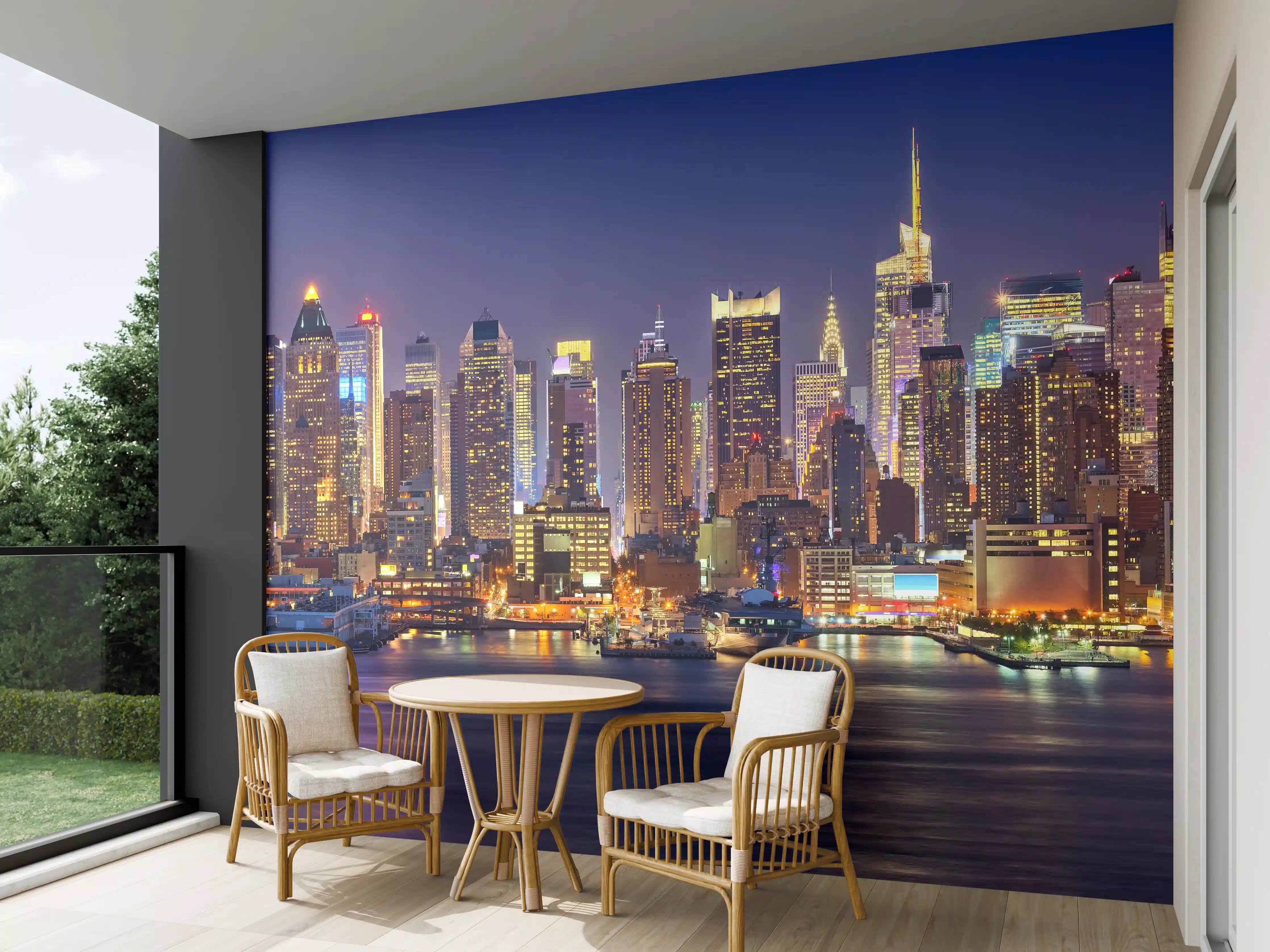 Wandverkleidung außen - Manhattan Skyline bei Nacht